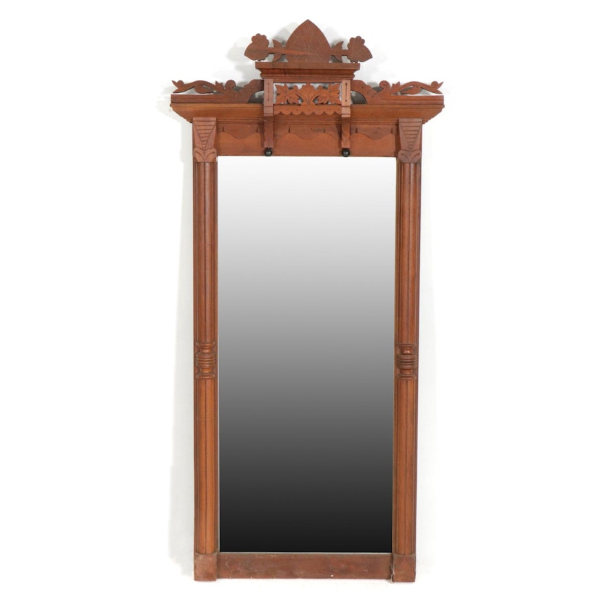 Victorian Eastlake Walnut Pier Mirror, Late 19th Century