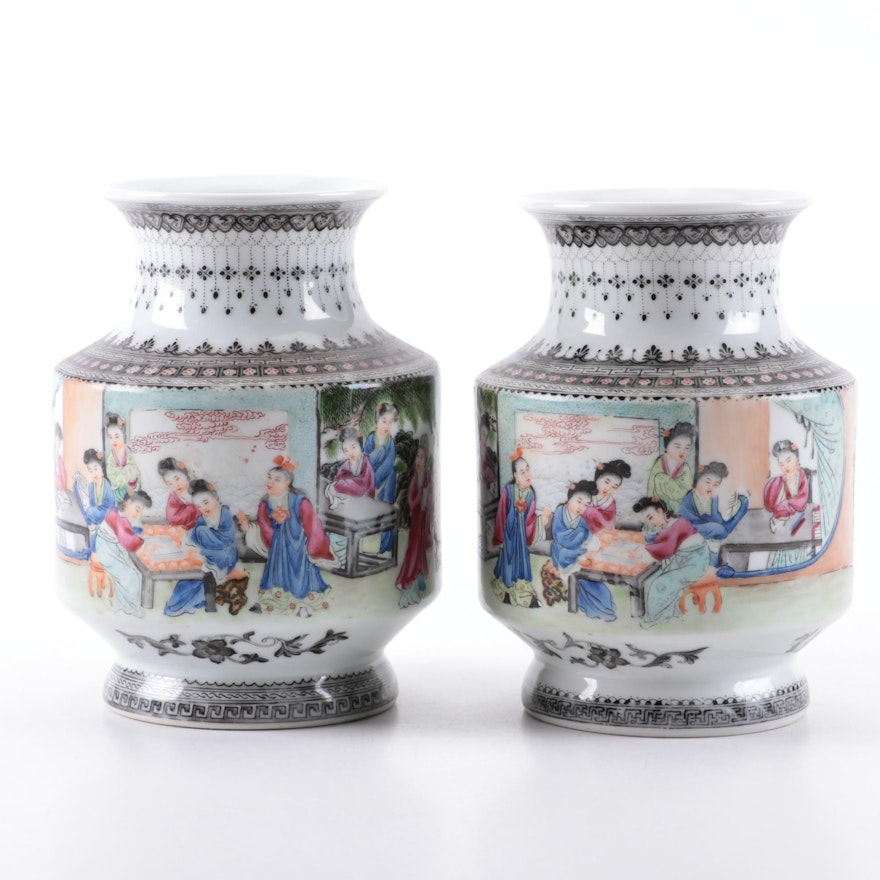 Chinese Porcelain Poem Vases