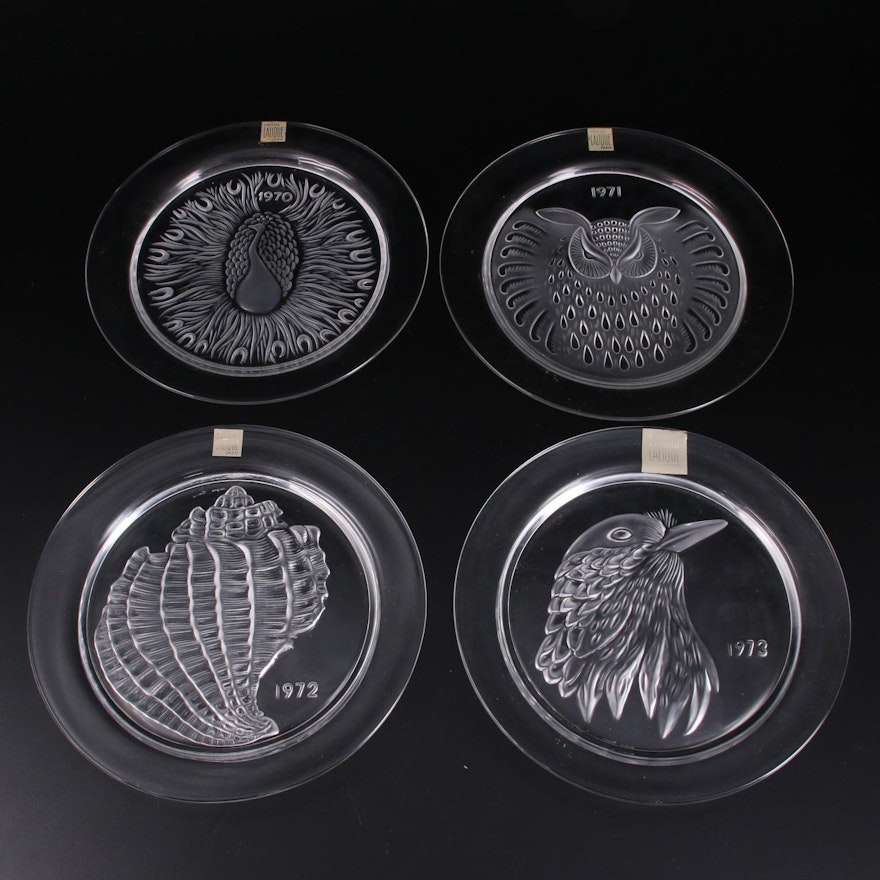 Lalique Crystal Annual Plates Designed by Marie Claude Lalique, 1970–1973