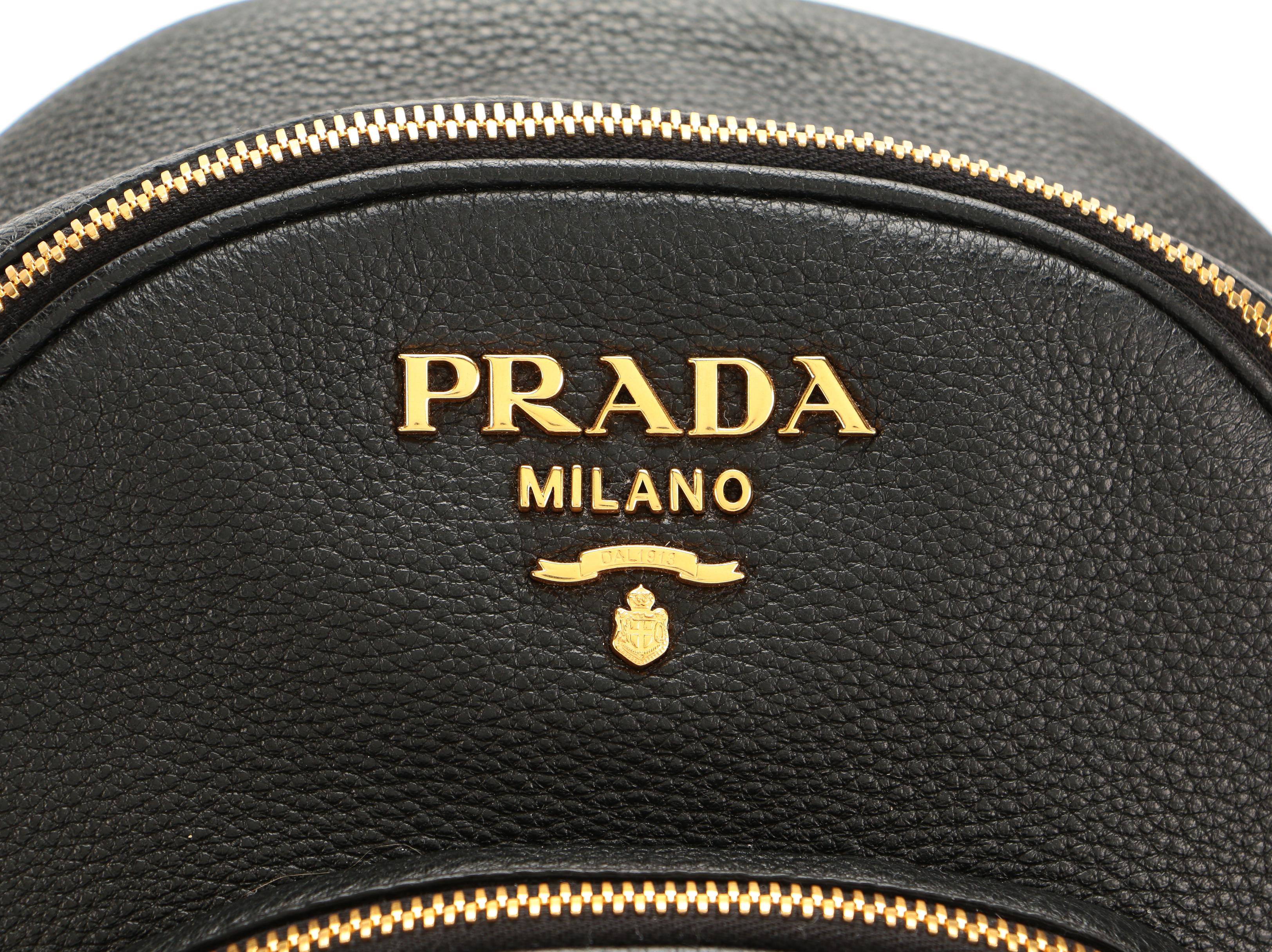 Prada Double-Zip Backpack in Black Vitello Daino Leather