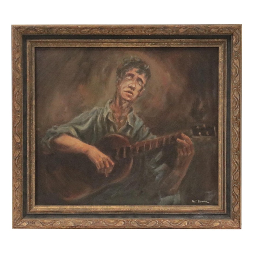 Gus Bowman Oil Painting of Musician, Late 20th Century