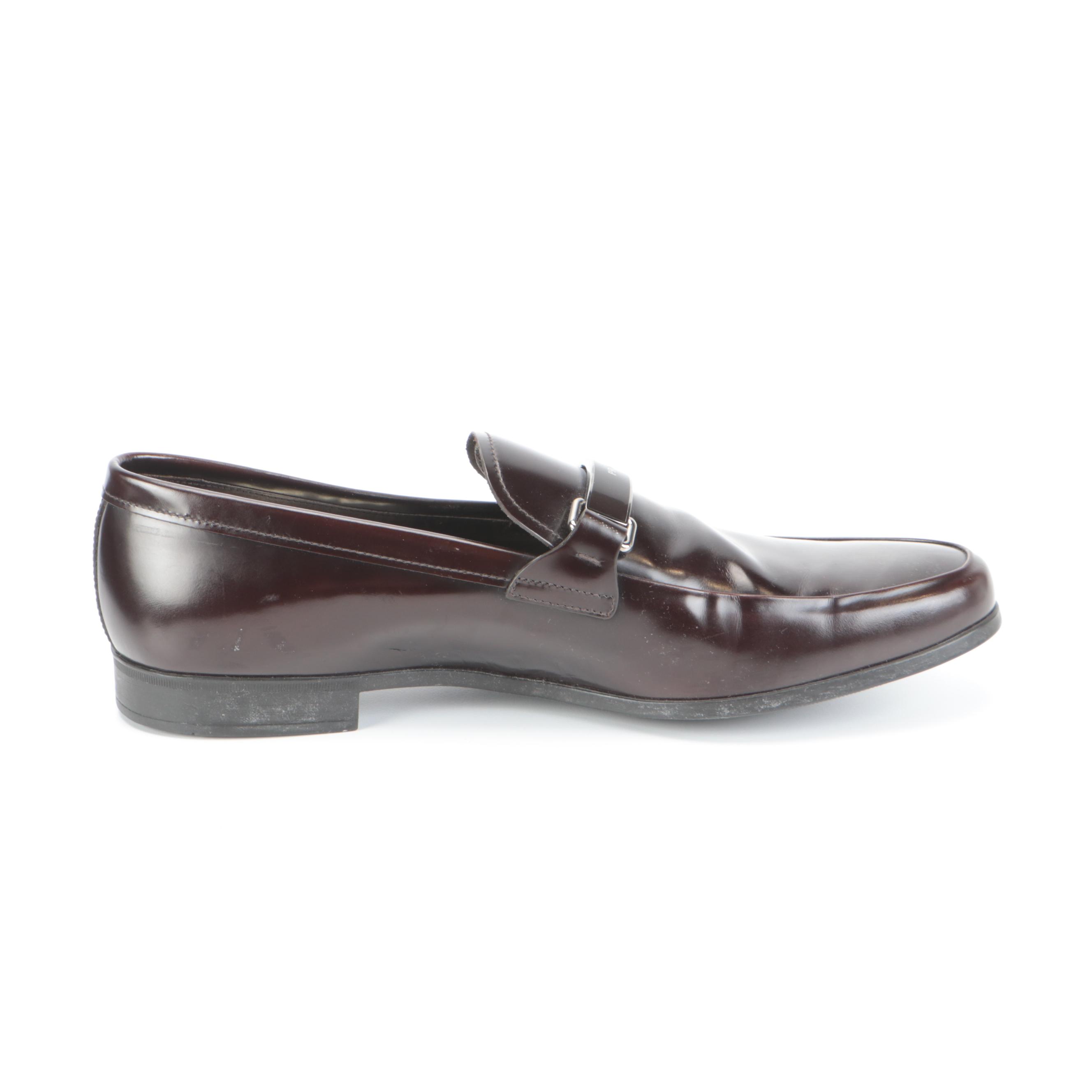 Men's Prada Dress Loafers in Brown Calfskin Leather
