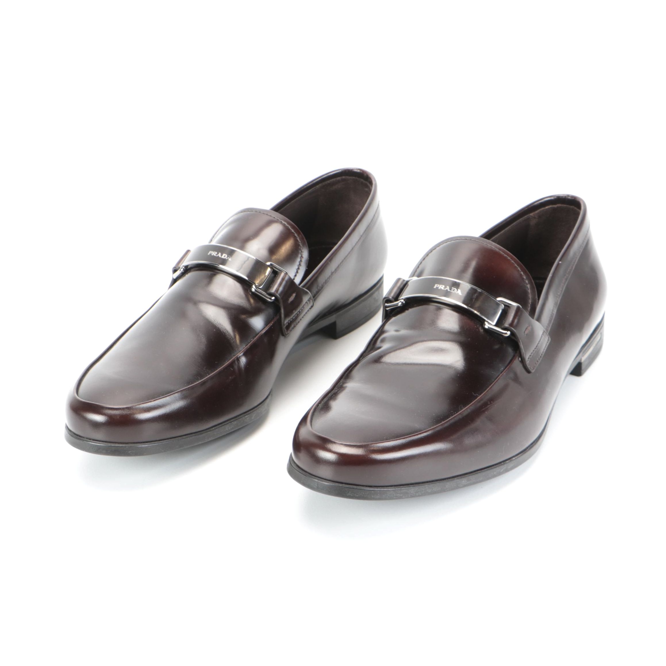 Men's Prada Dress Loafers in Brown Calfskin Leather