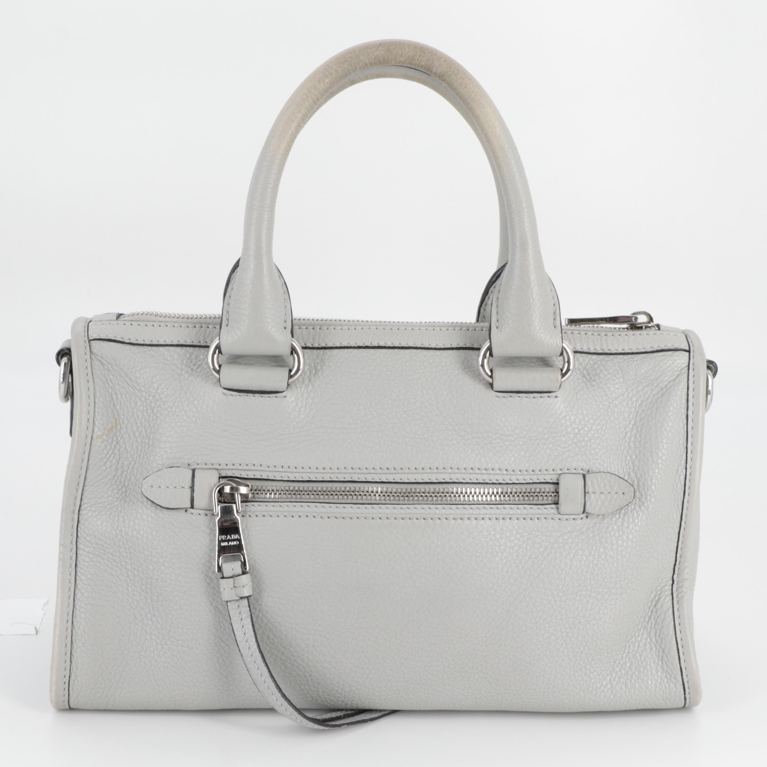 Prada Two-Way Bauletto Bag in Nube Vitello Phenix Leather