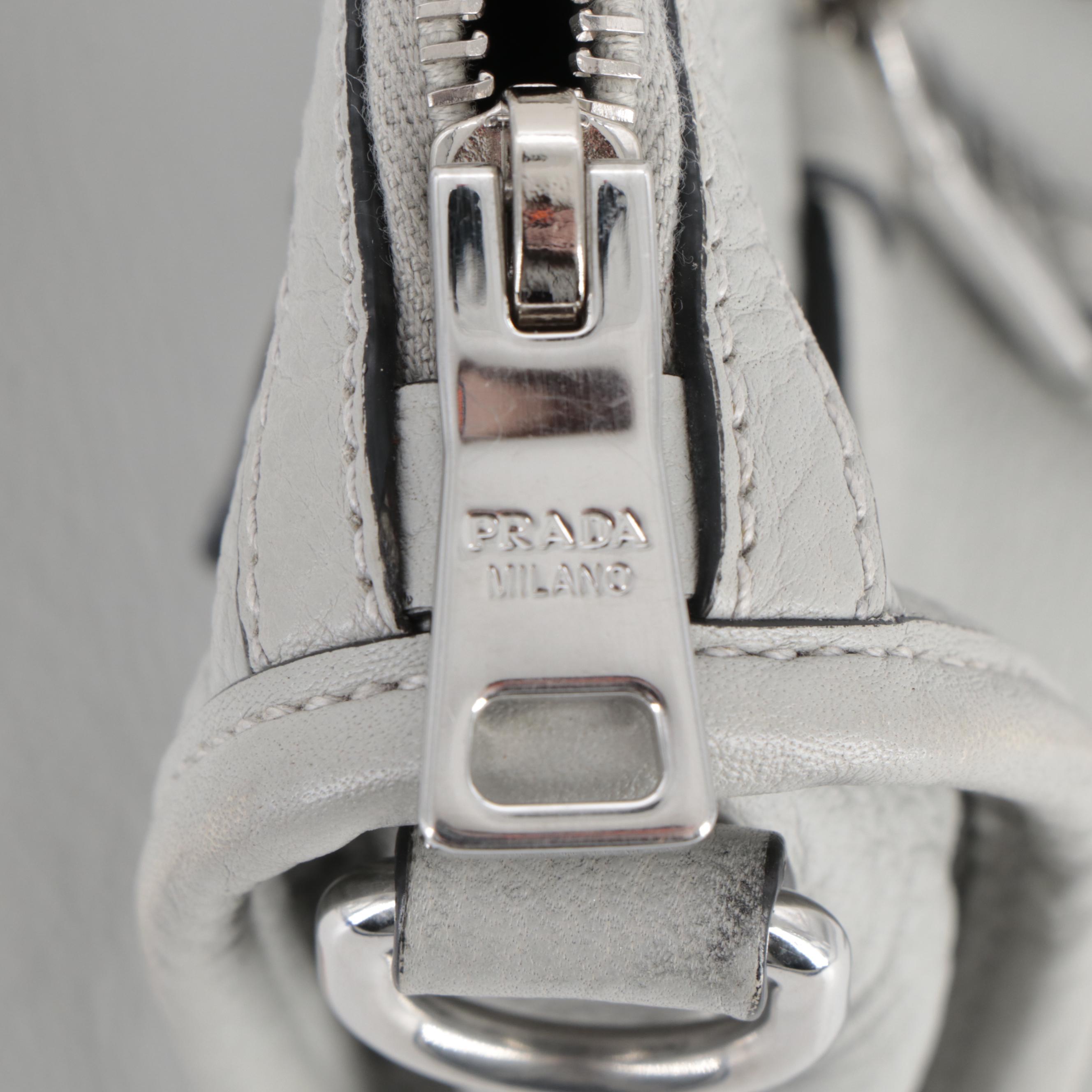 Prada Two-Way Bauletto Bag in Nube Vitello Phenix Leather