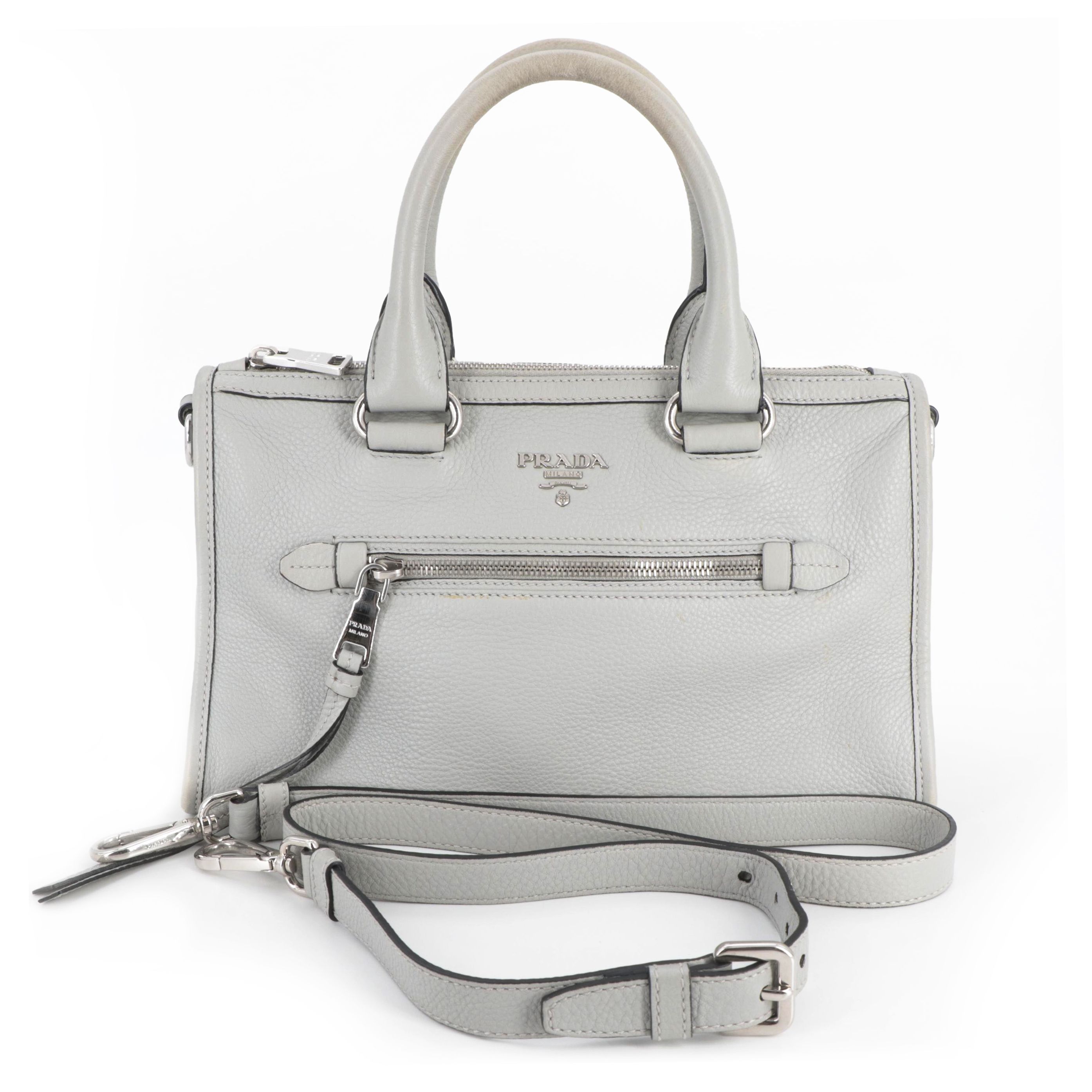 Prada Two-Way Bauletto Bag in Nube Vitello Phenix Leather