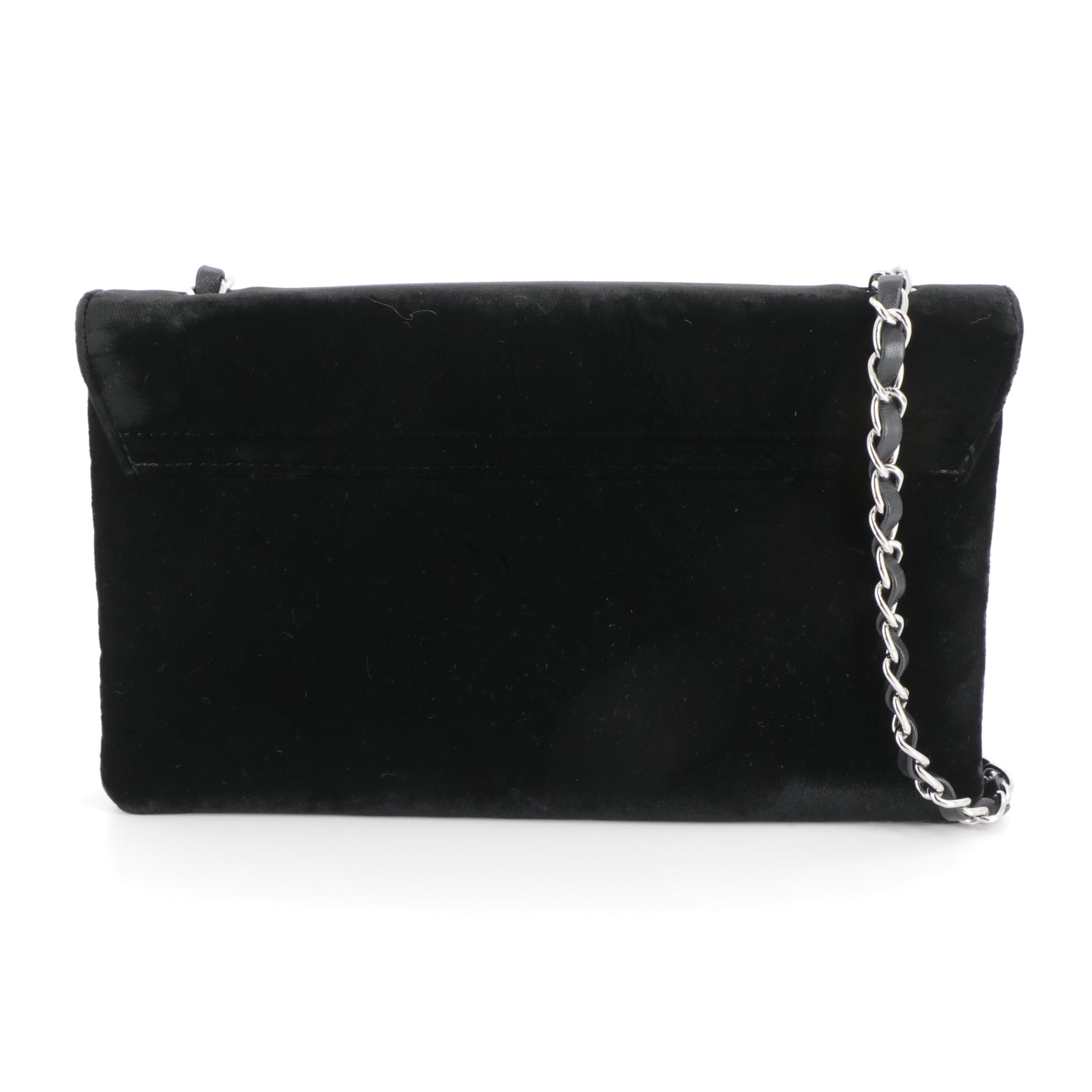Chanel Camellia No. 5 Flap Bag in Black Velvet and Leather