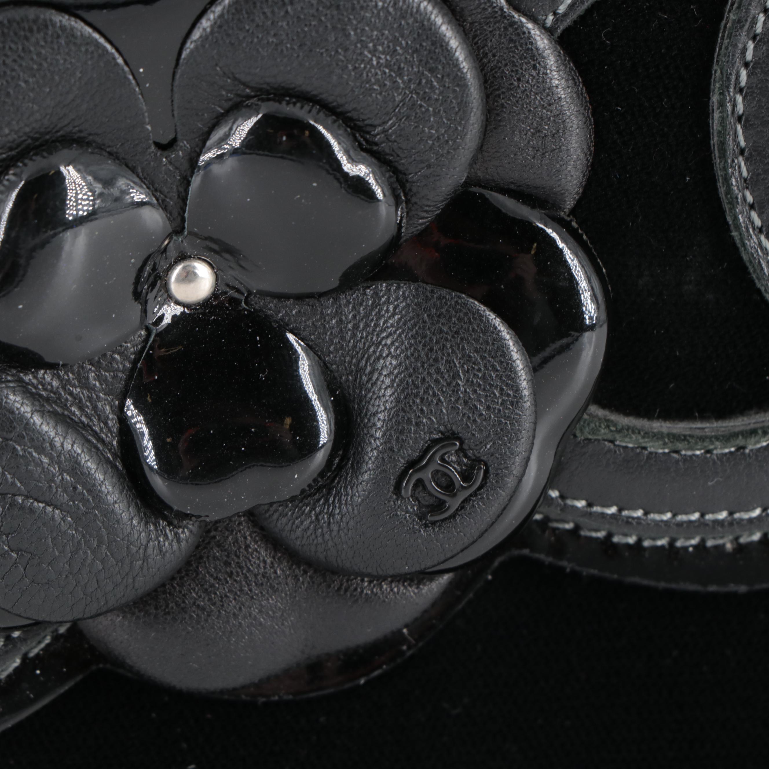 Chanel Camellia No. 5 Flap Bag in Black Velvet and Leather