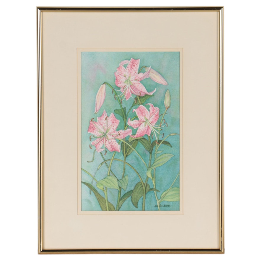 Jo Ardizzi Watercolor Painting "Pink Lilies"
