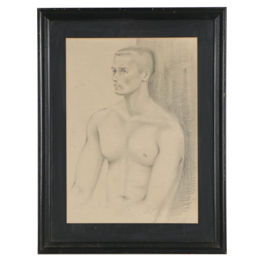 Figurative Graphite Drawing of Young Man