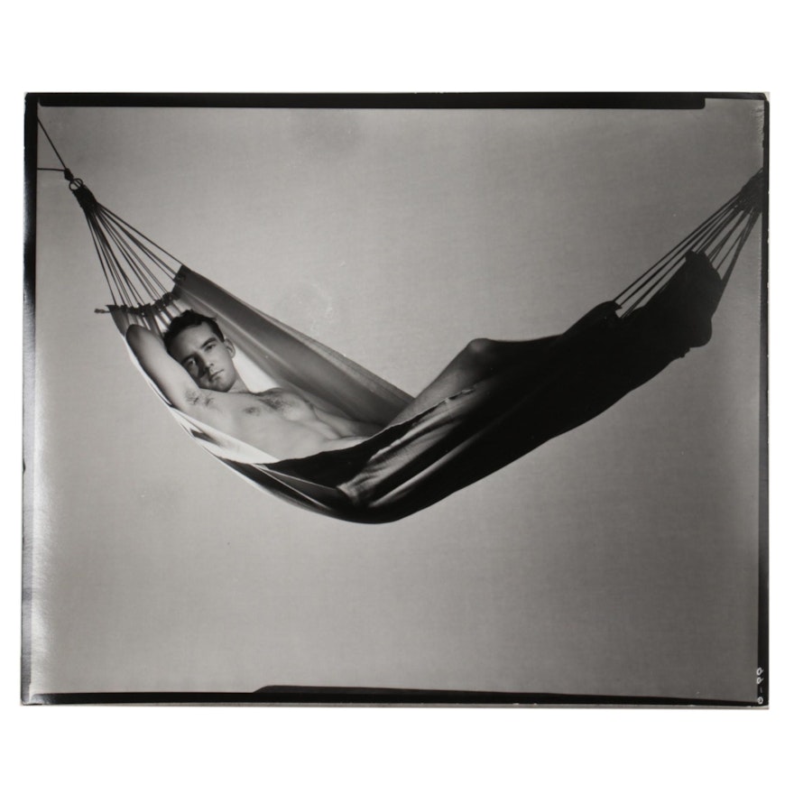 George Platt Lynes Silver Gelatin of Male Nude Reclining in Hammock