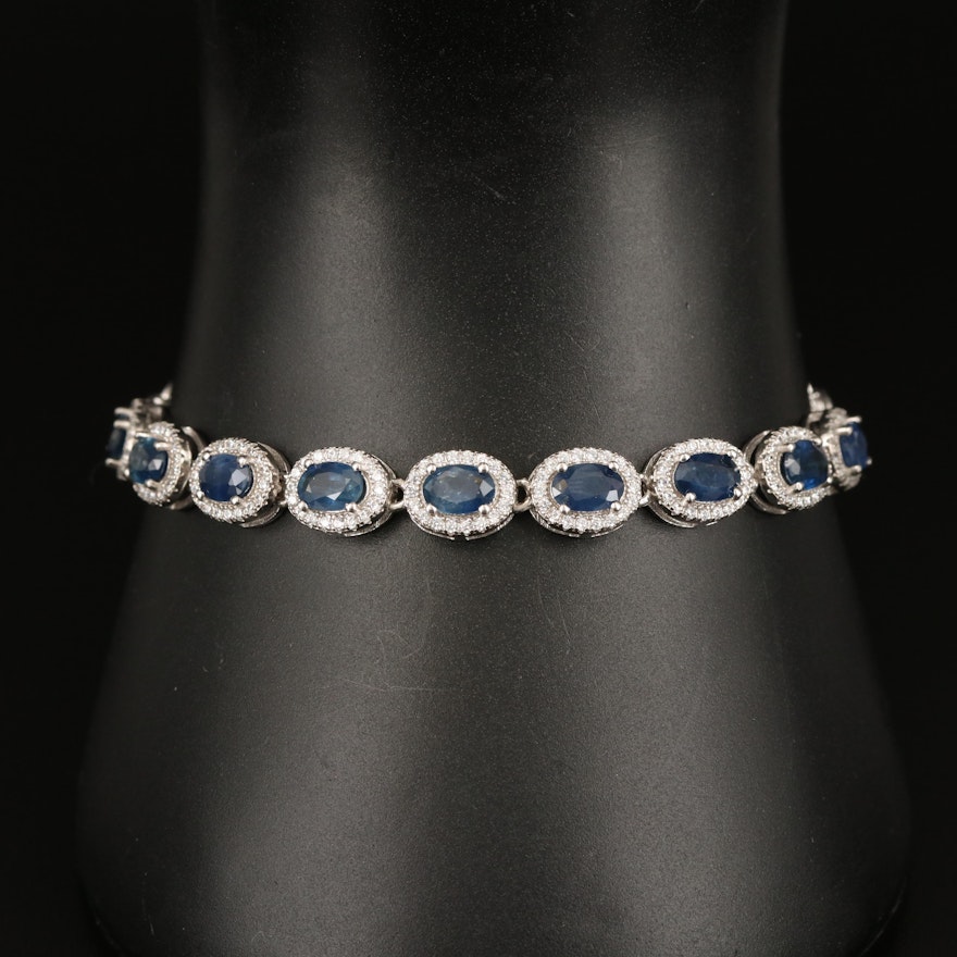 Sterling Sapphire and Cubic Zirconia Bracelet