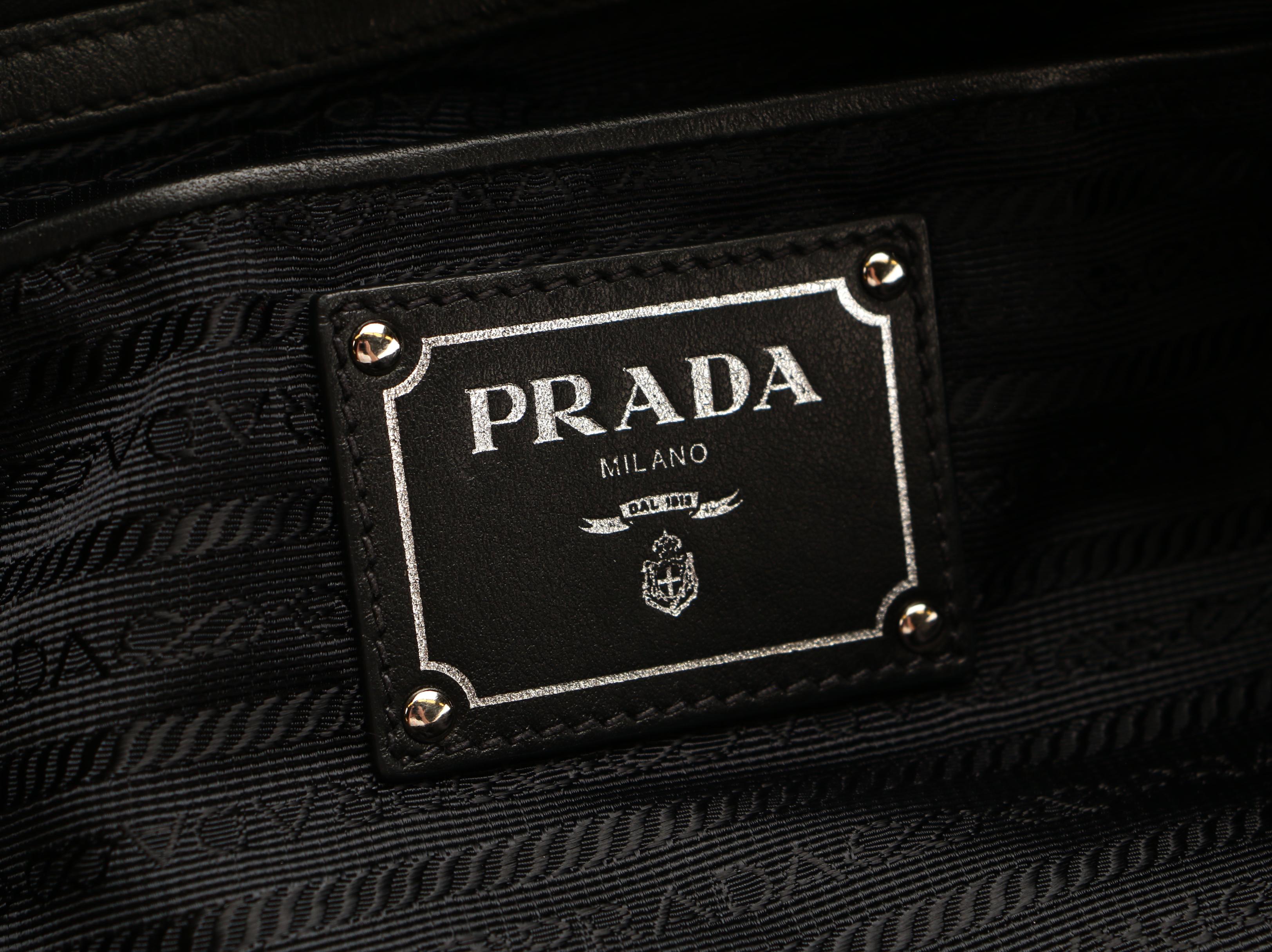 Prada Black Tessuto Nylon Tote Bag with Leather Trim