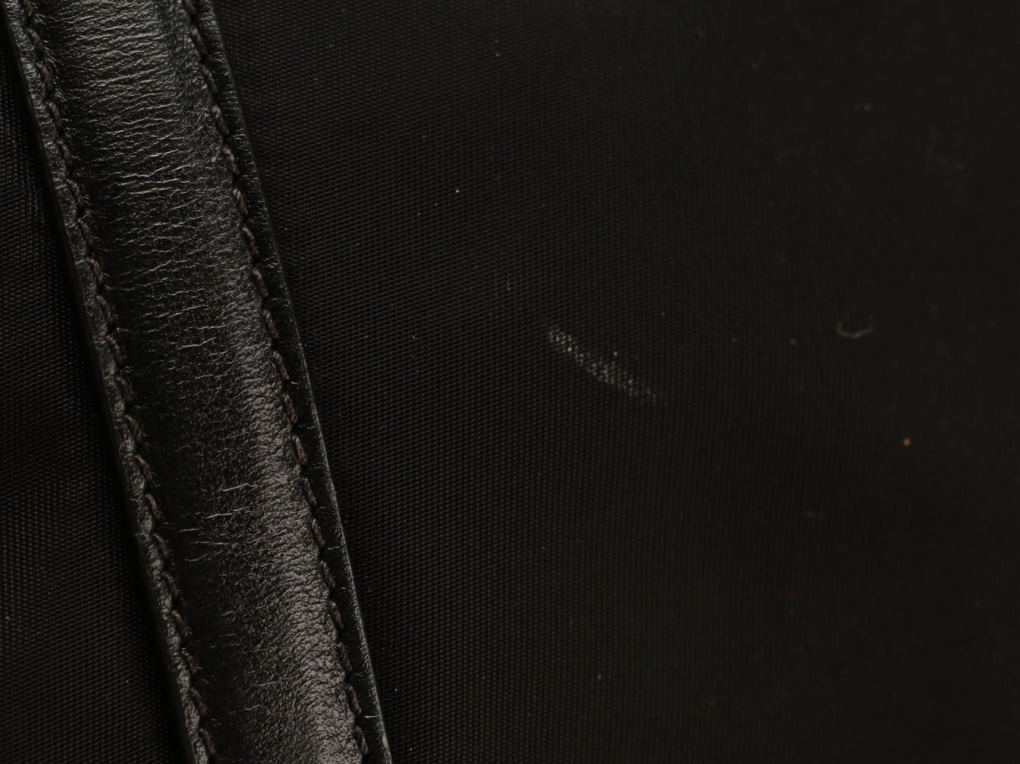 Prada Black Tessuto Nylon Tote Bag with Leather Trim