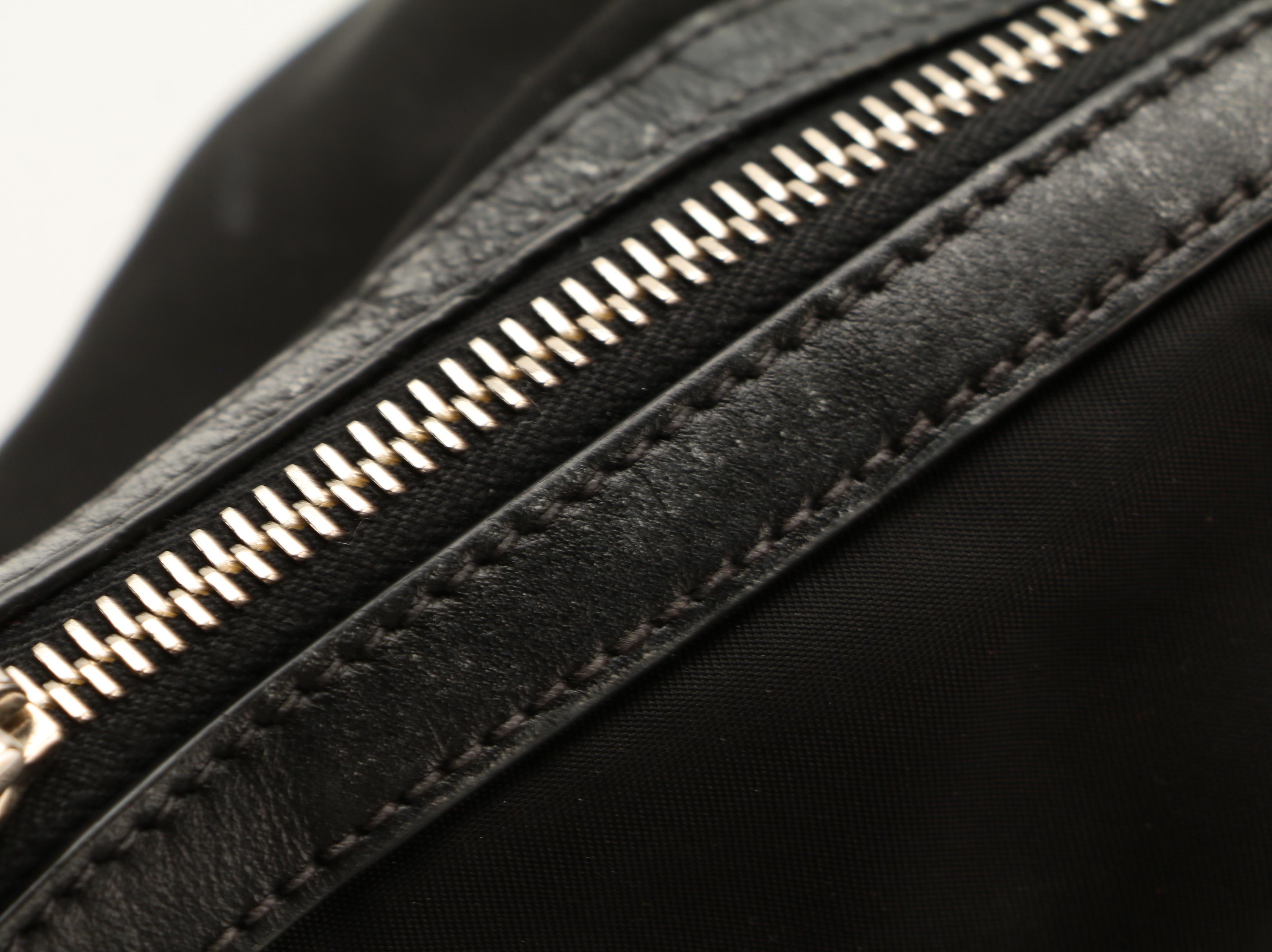 Prada Black Tessuto Nylon Tote Bag with Leather Trim