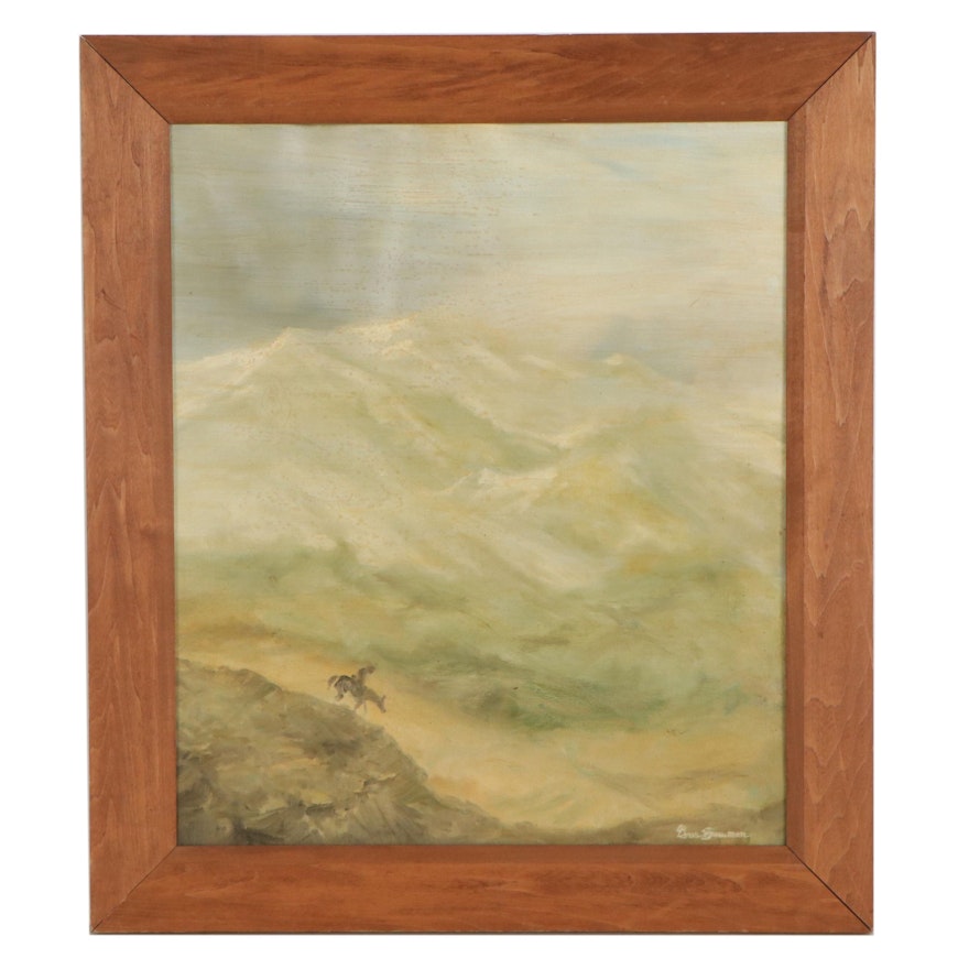 Gus Bowman Western Landscape Oil Painting, Mid-20th Century