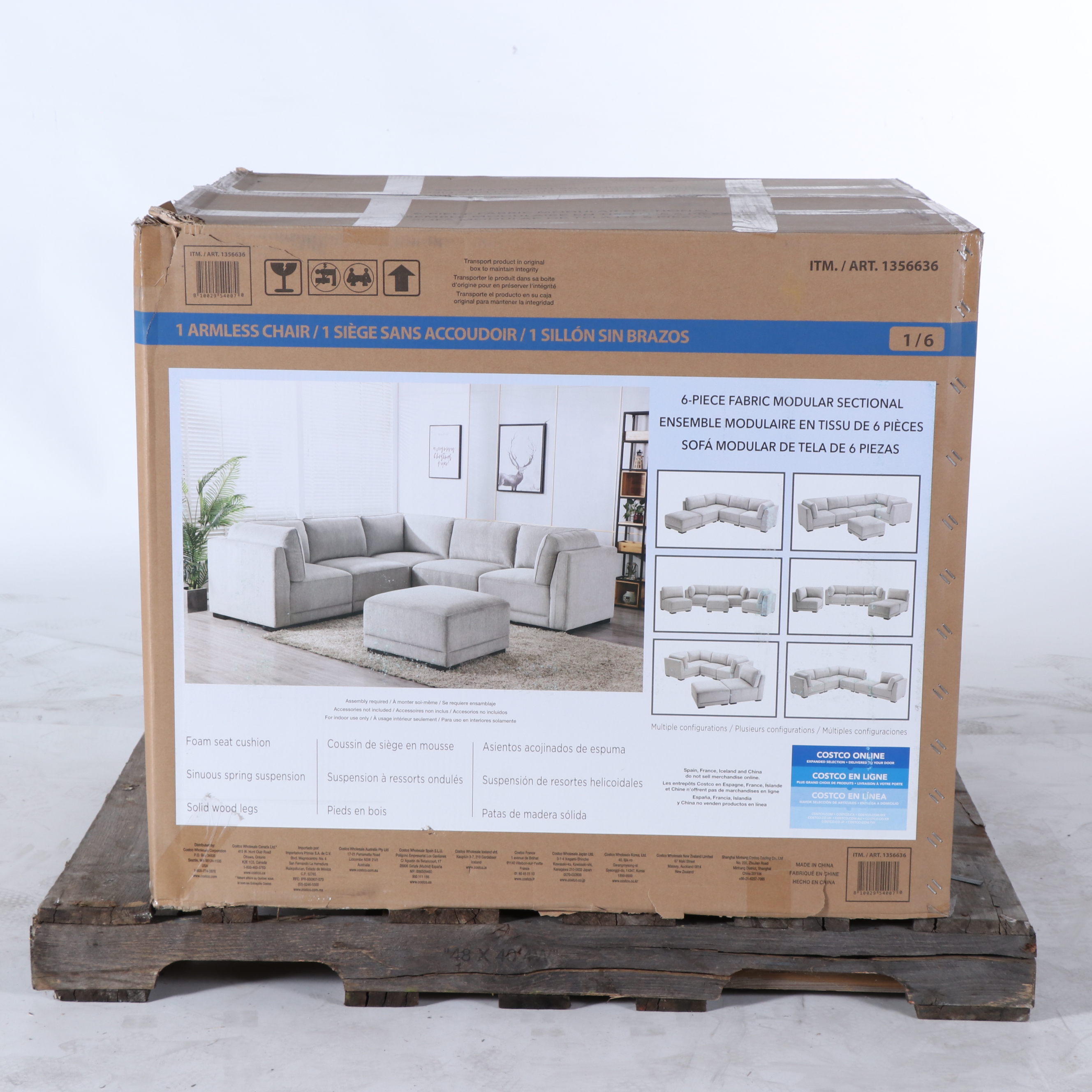 "Belize" Six-Piece Fabric Modular Sectional with Ottoman