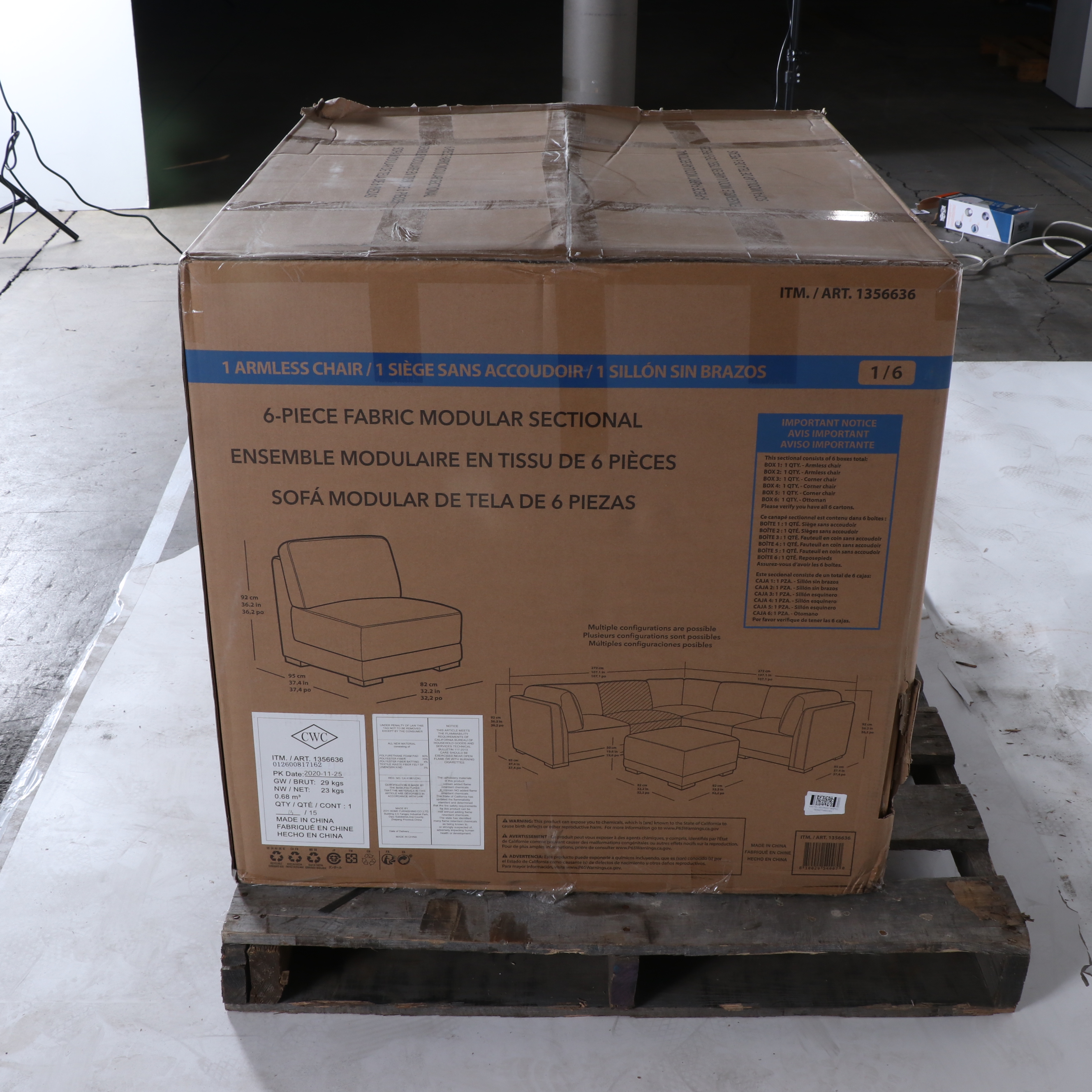 "Belize" Six-Piece Fabric Modular Sectional with Ottoman