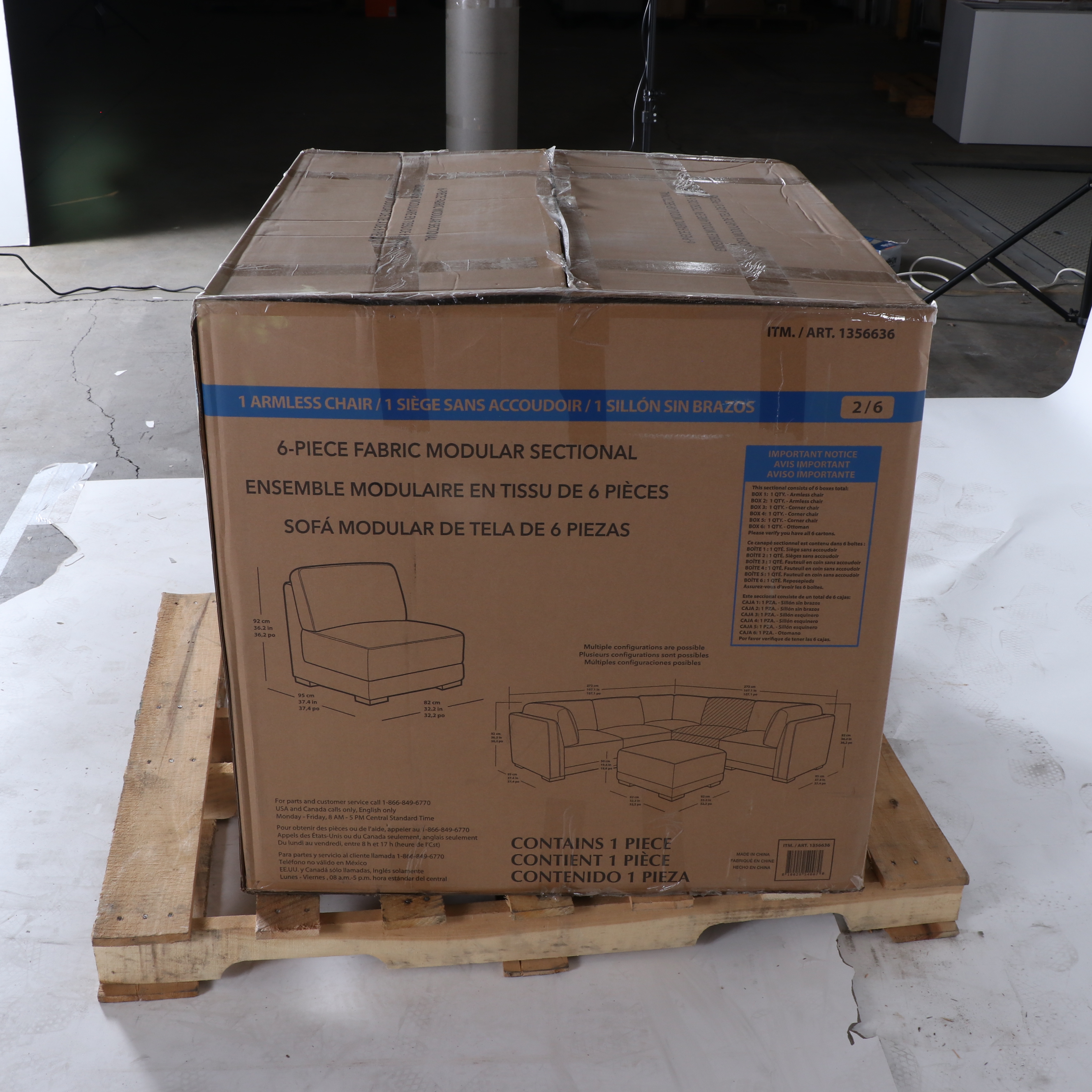 "Belize" Six-Piece Fabric Modular Sectional with Ottoman