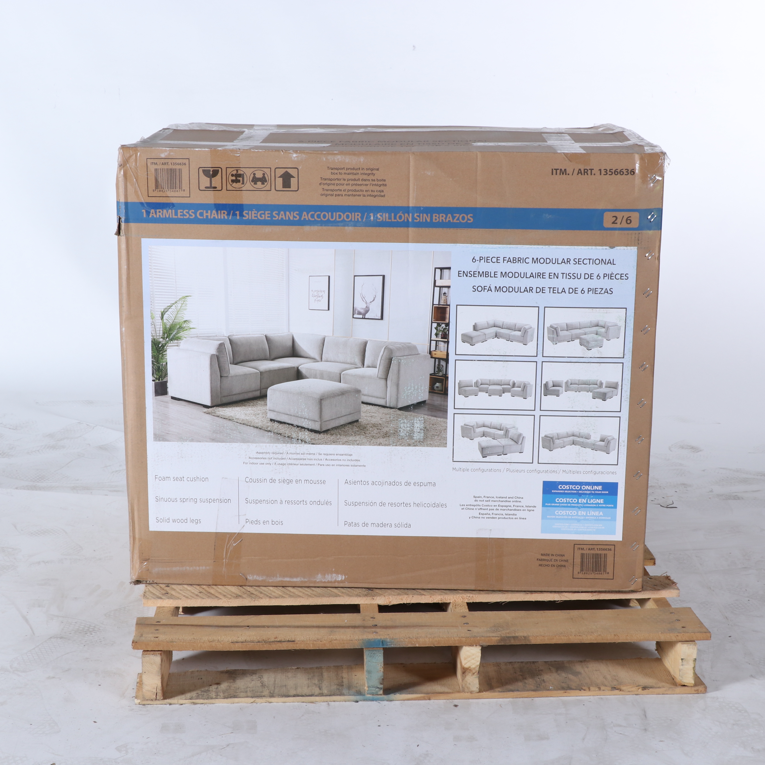 "Belize" Six-Piece Fabric Modular Sectional with Ottoman