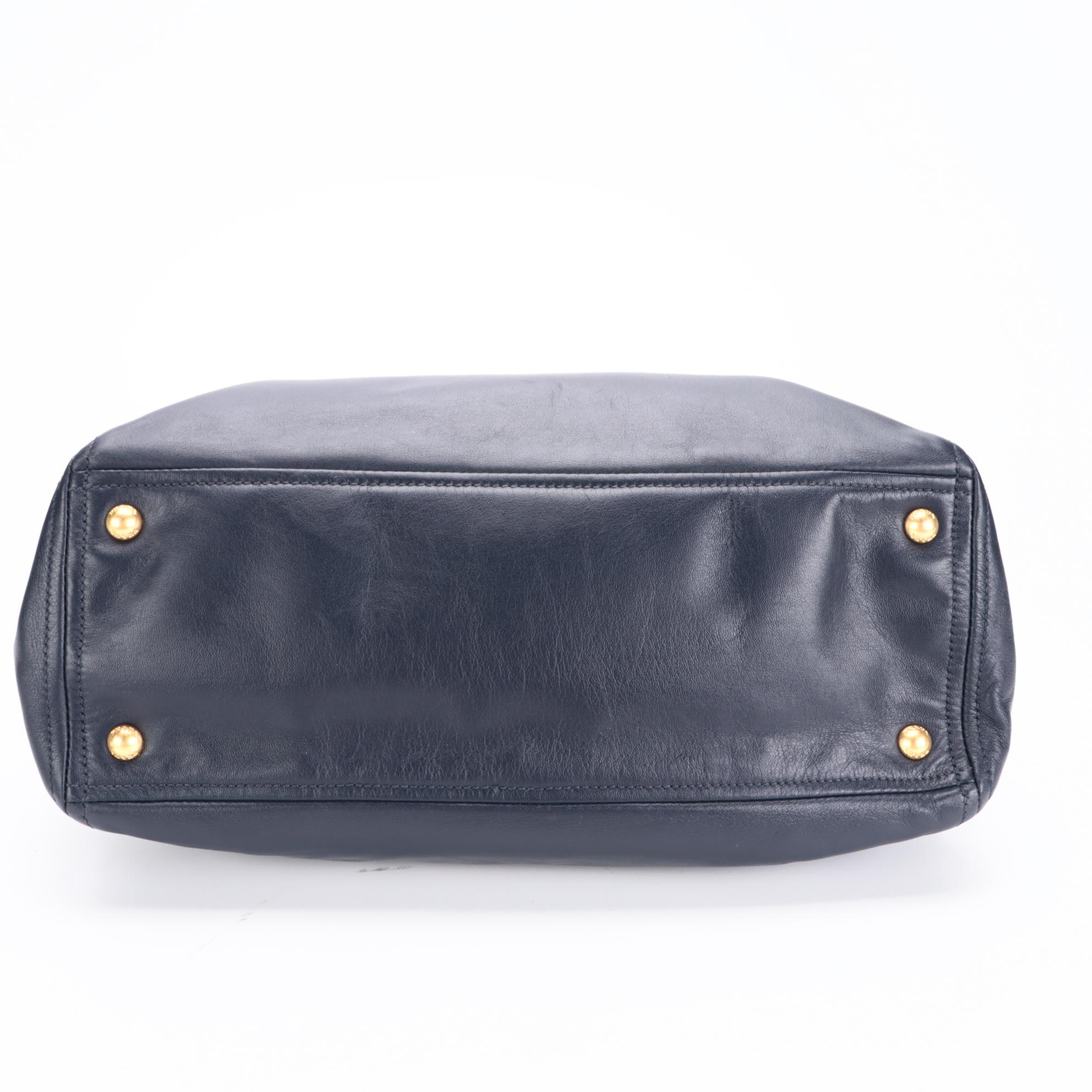 Prada Navy Leather Two-Way Handbag