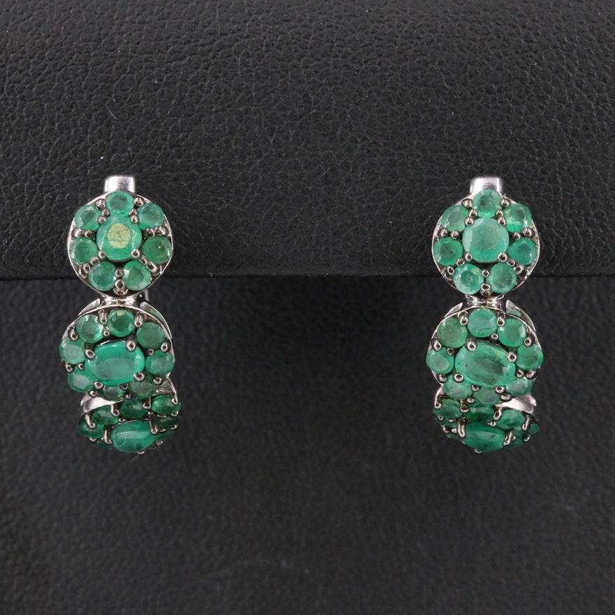 Sterling Emerald Hoop Earrings