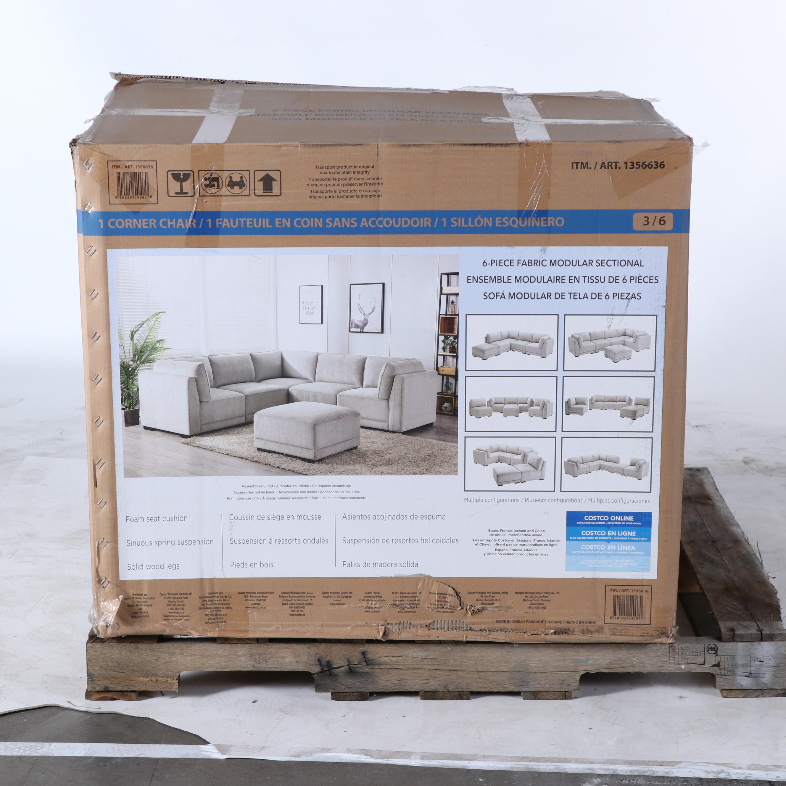 "Belize" Six-Piece Fabric Modular Sectional with Ottoman