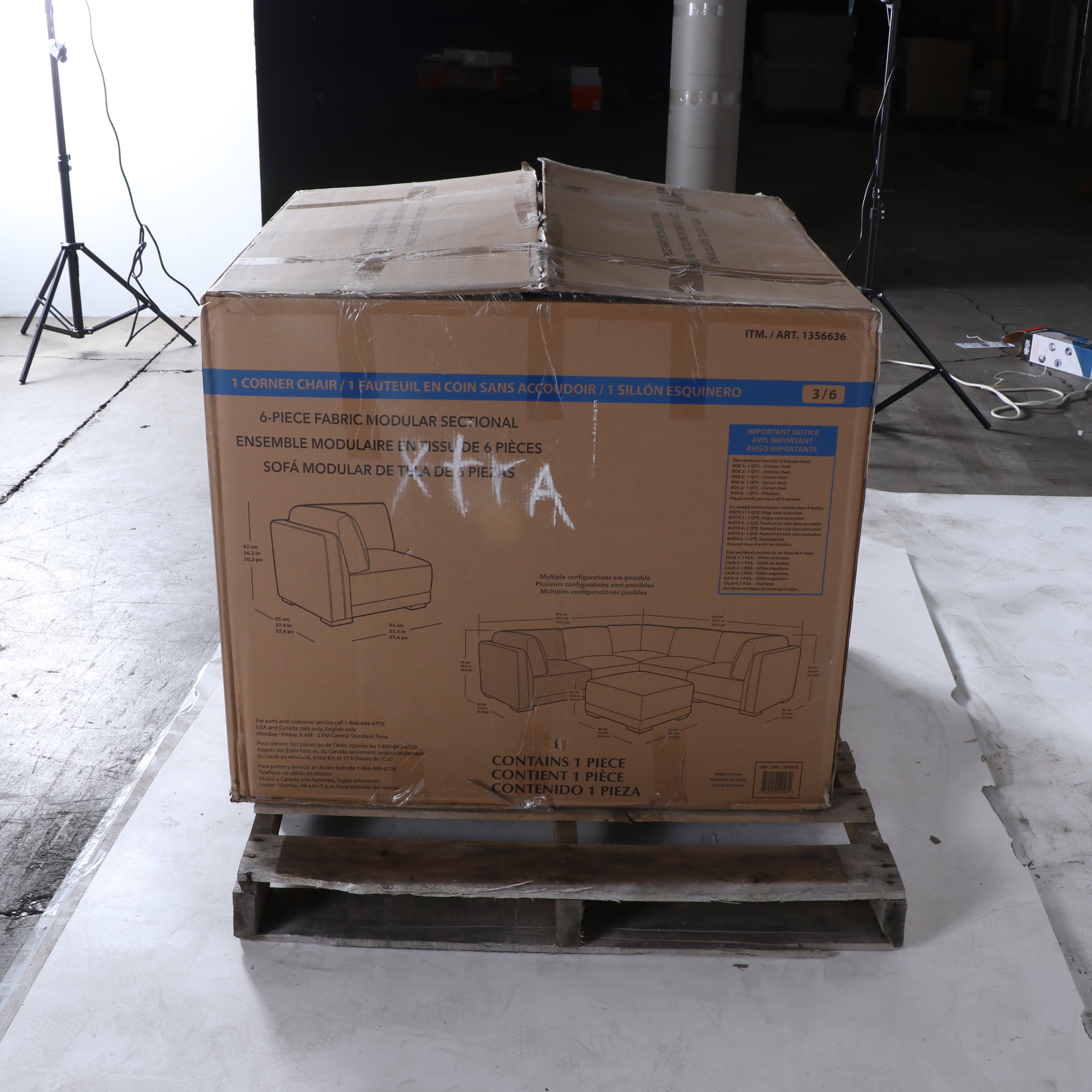 "Belize" Six-Piece Fabric Modular Sectional with Ottoman