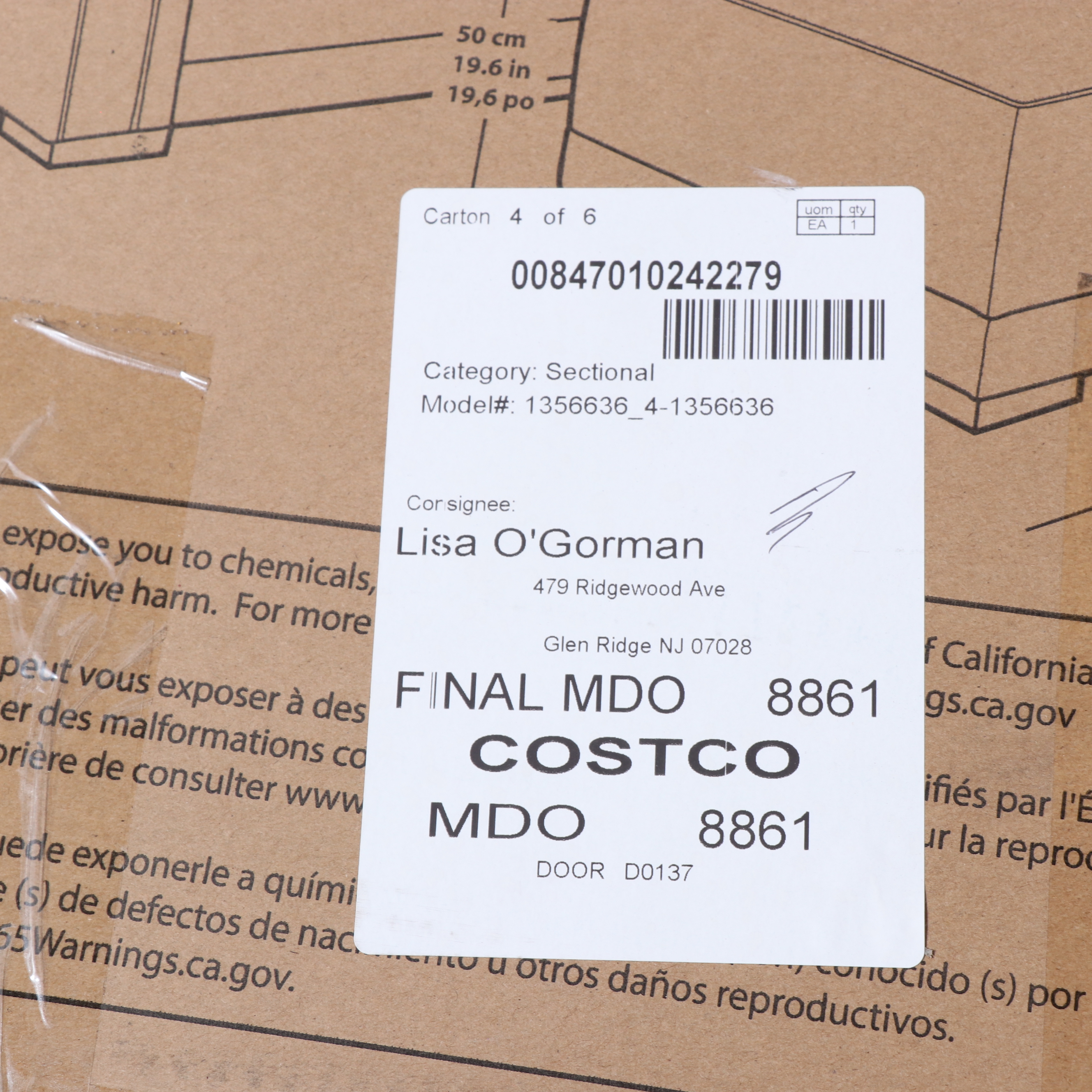 "Belize" Six-Piece Fabric Modular Sectional with Ottoman