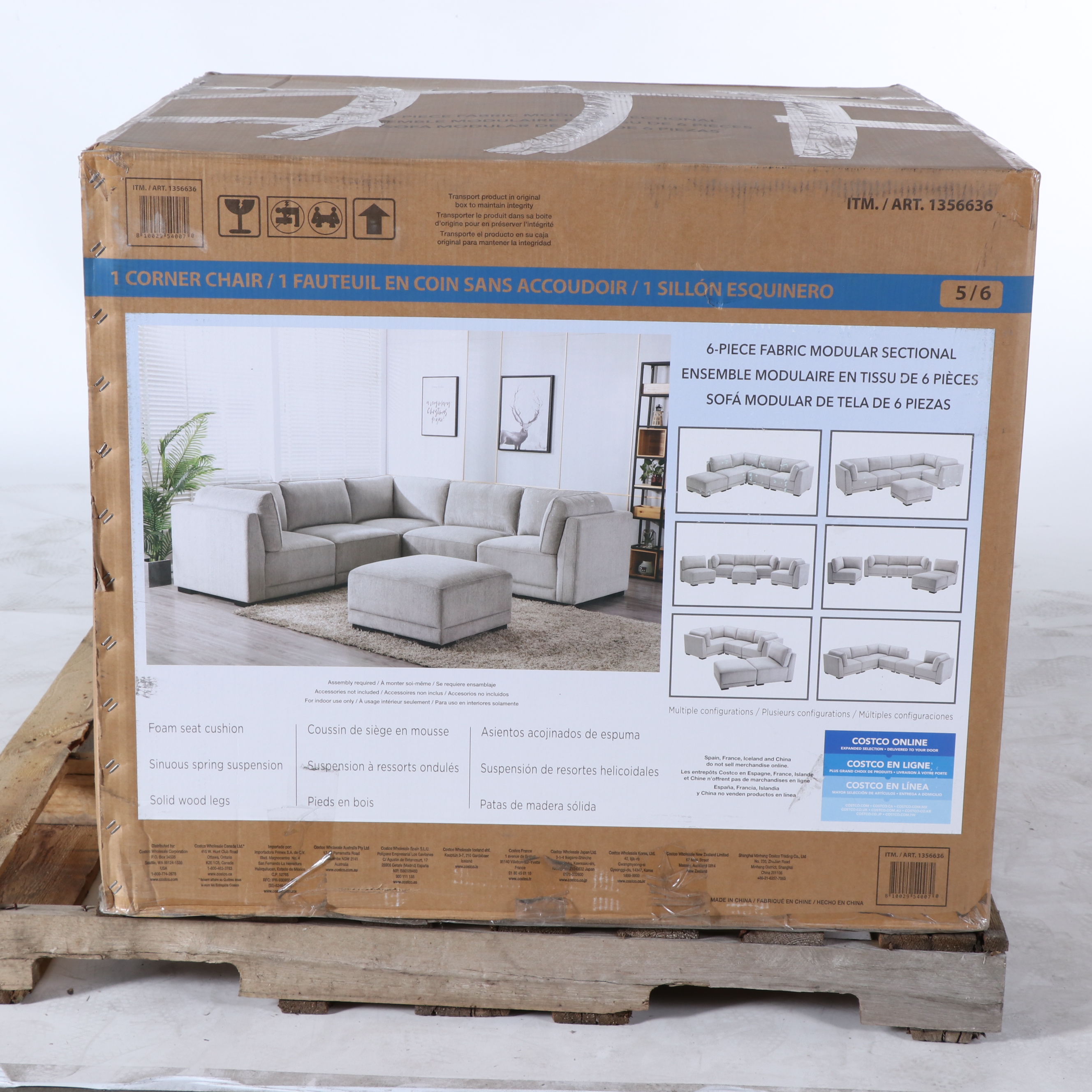 "Belize" Six-Piece Fabric Modular Sectional with Ottoman