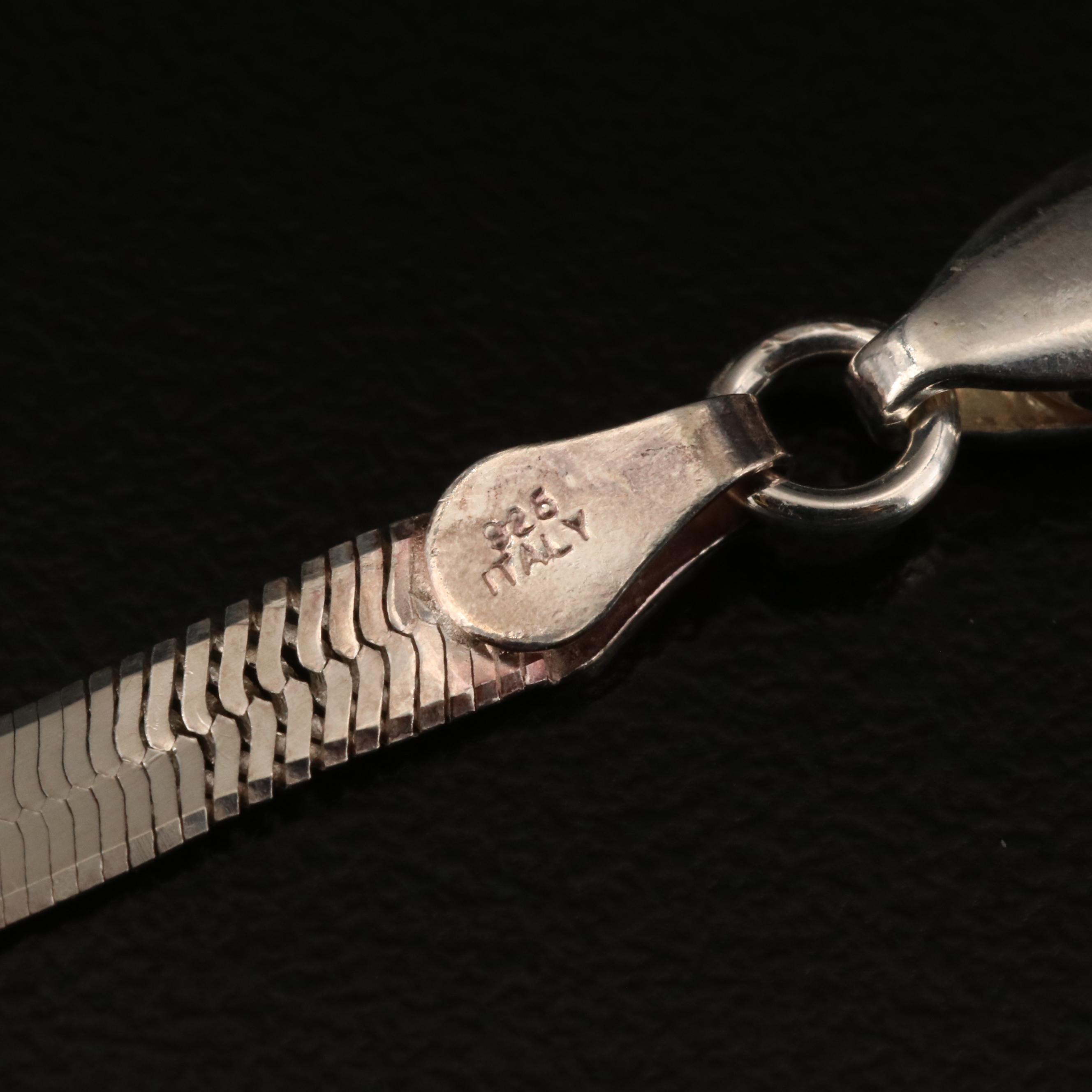 Disney Sterling Winnie the Pooh Slide Pendant on Herringbone Chain