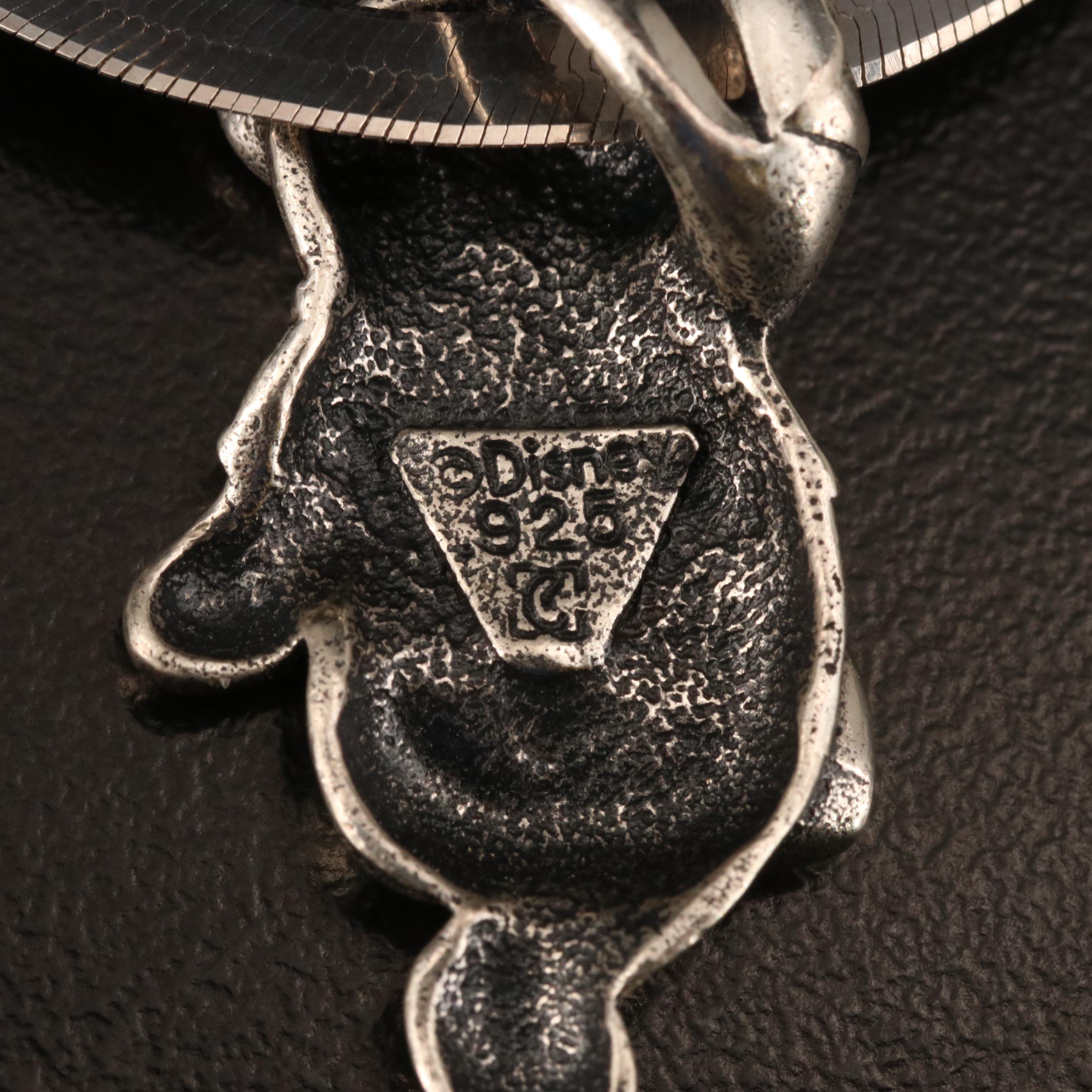 Disney Sterling Winnie the Pooh Slide Pendant on Herringbone Chain