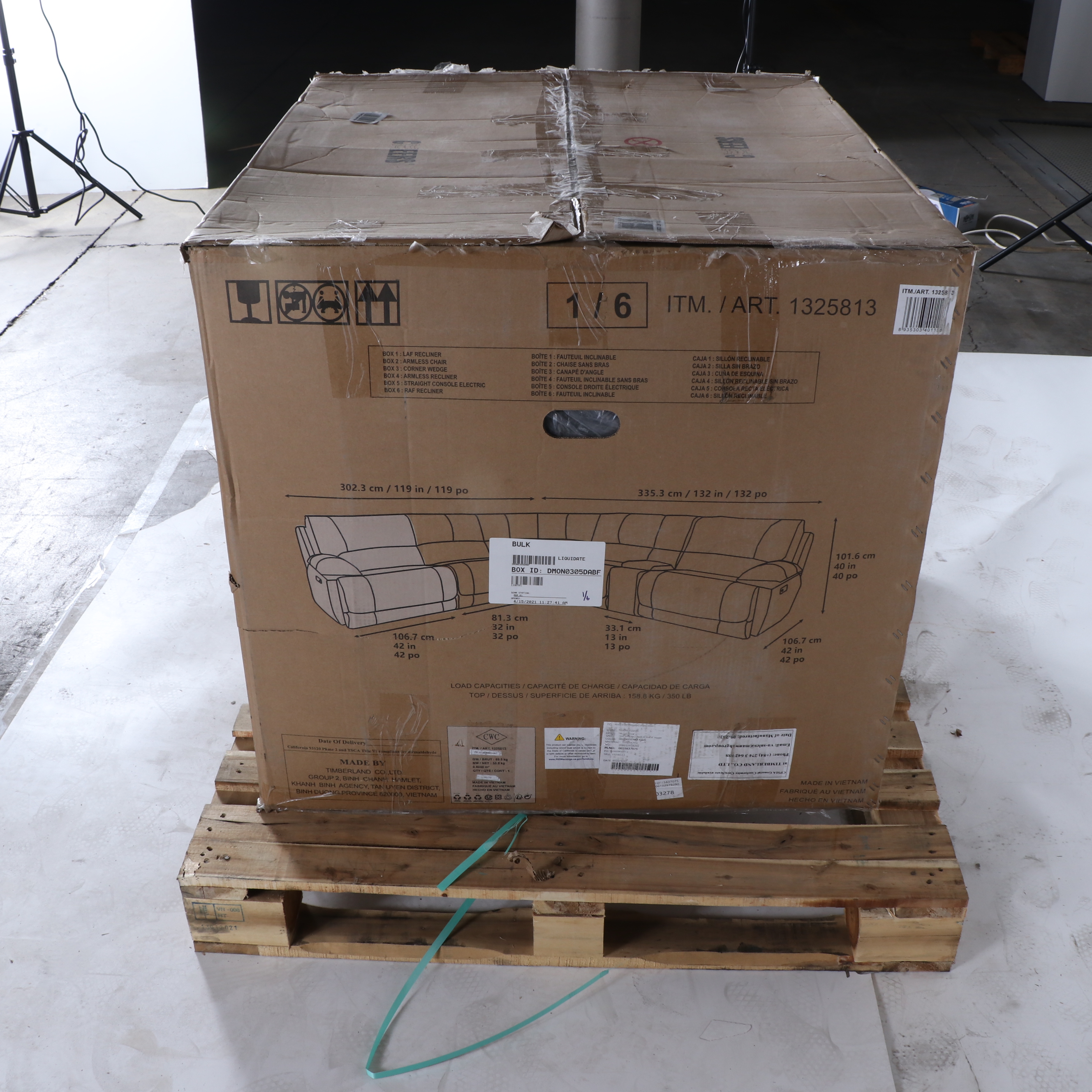 Cheers "Redding" Six-Piece Fabric Power Reclining Sectional with Power Headrest