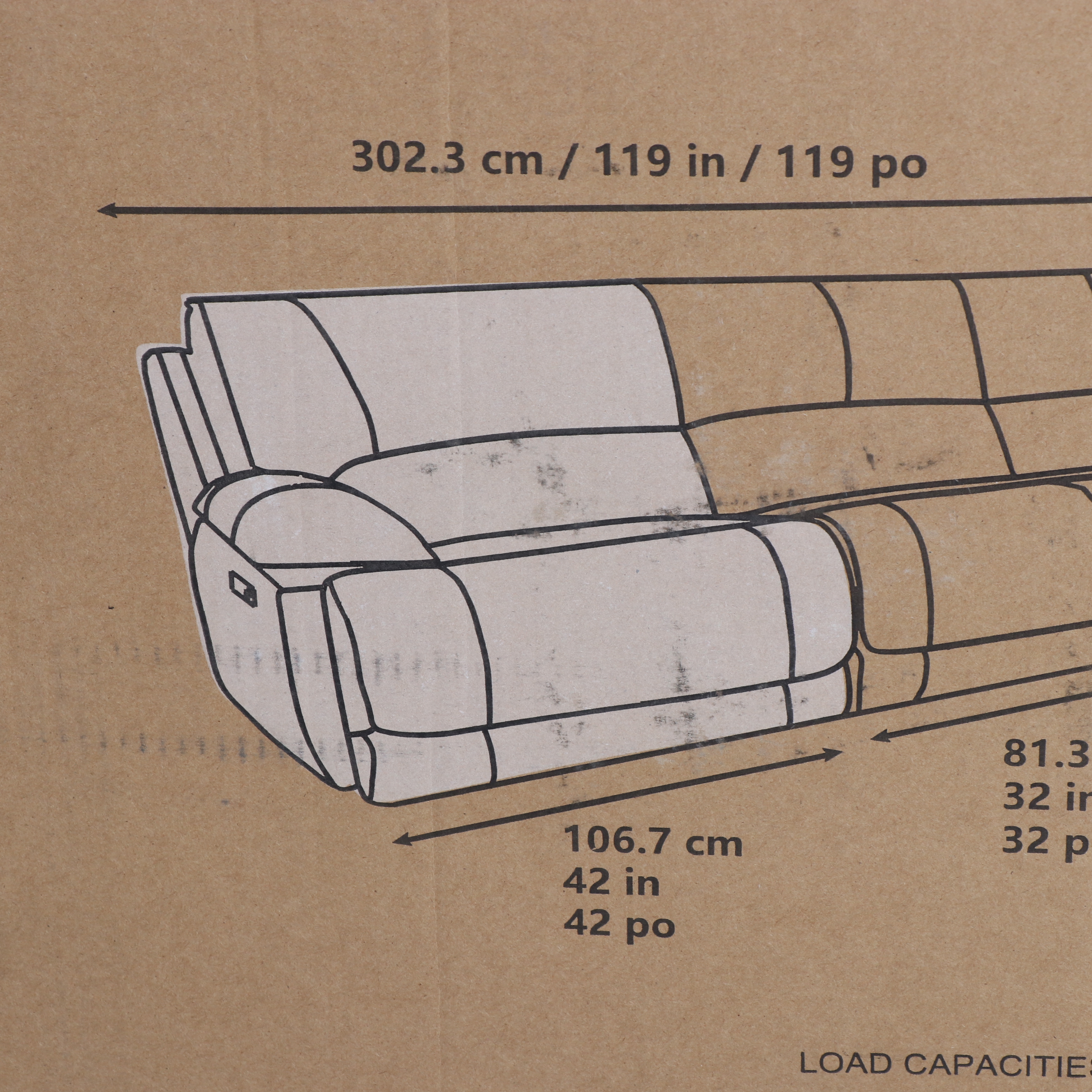 Cheers "Redding" Six-Piece Fabric Power Reclining Sectional with Power Headrest