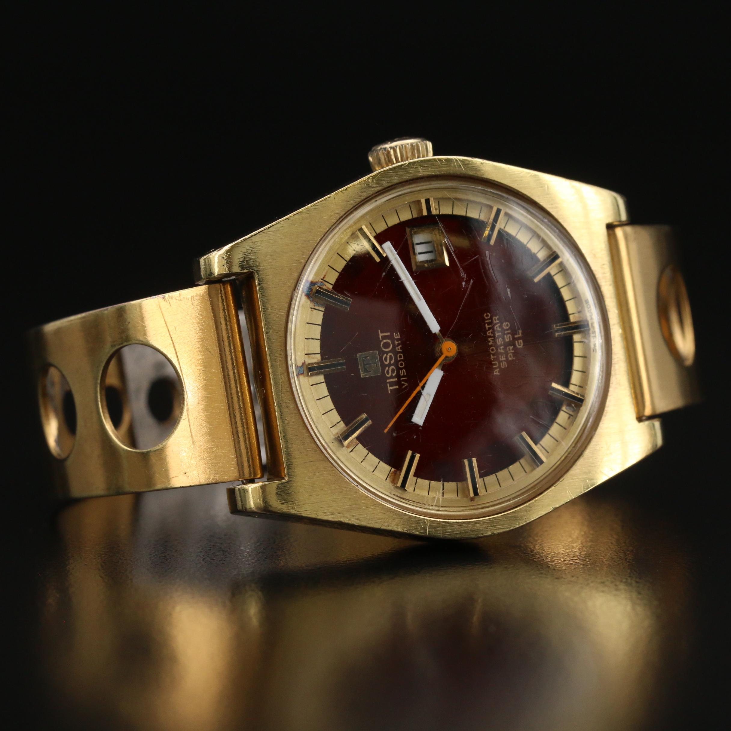 Vintage Tissot Seastar PR516 GL Gold Plated Automatic Watch
