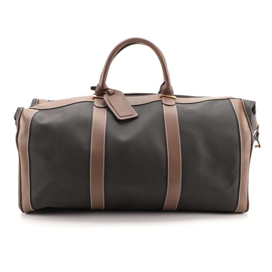 Dunhill Combination Lock Duffel Bag in Coated Canvas with Leather Trim