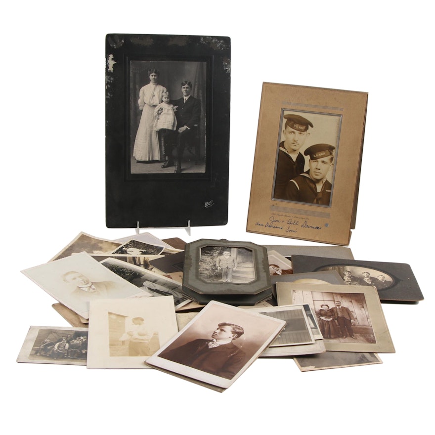 Family Portrait Silver Print Photographs, Late 19th-Early 20th Century