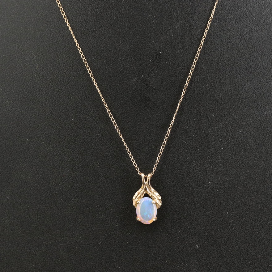 10K Opal Pendant Necklace