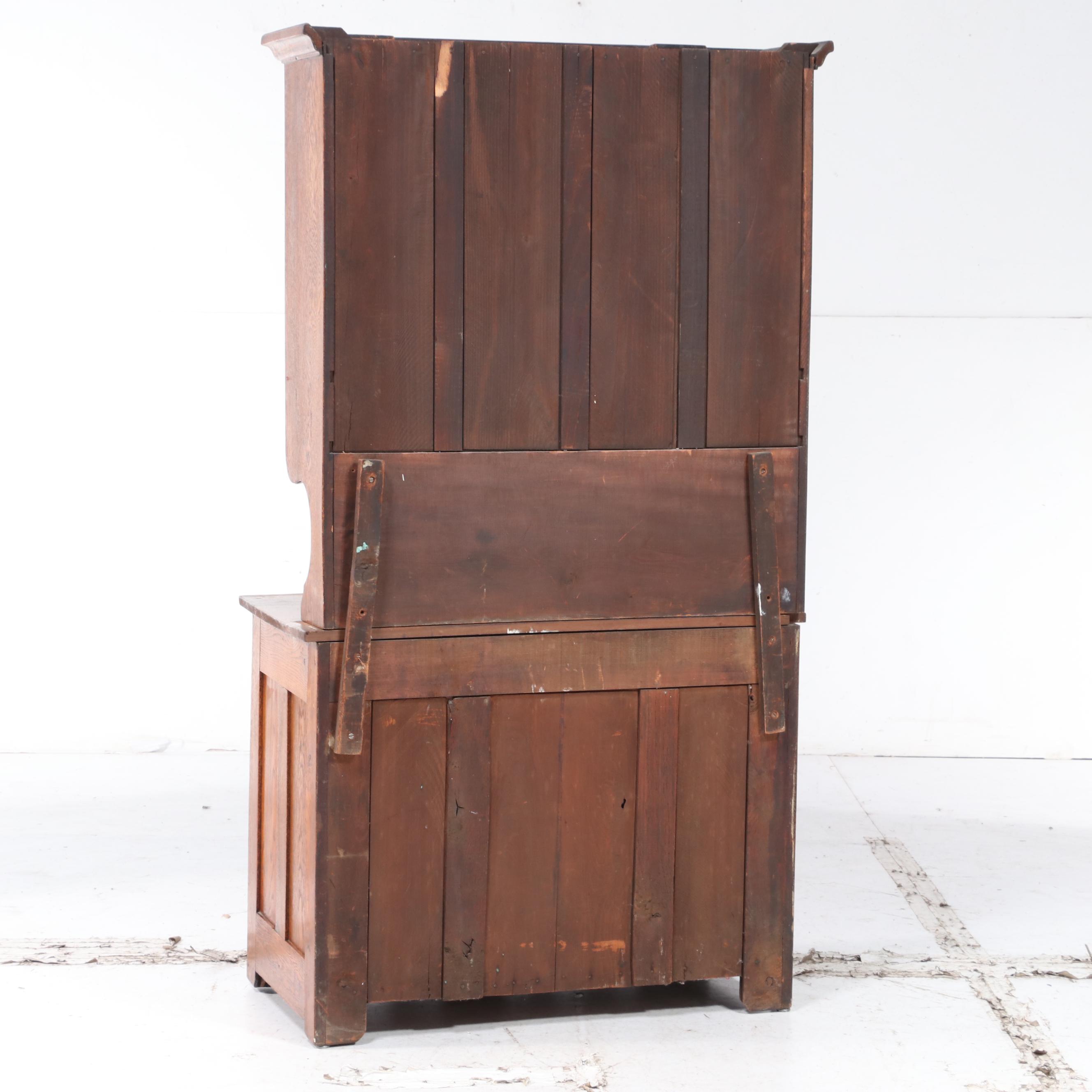 American Primitive Oak and Poplar Kitchen Cupboard, Late 19th Century