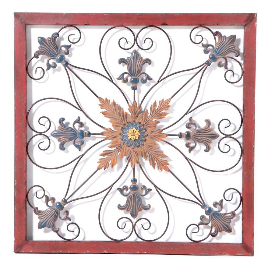 Foliate Motif Scrolled and Cast Metal Wall Decor