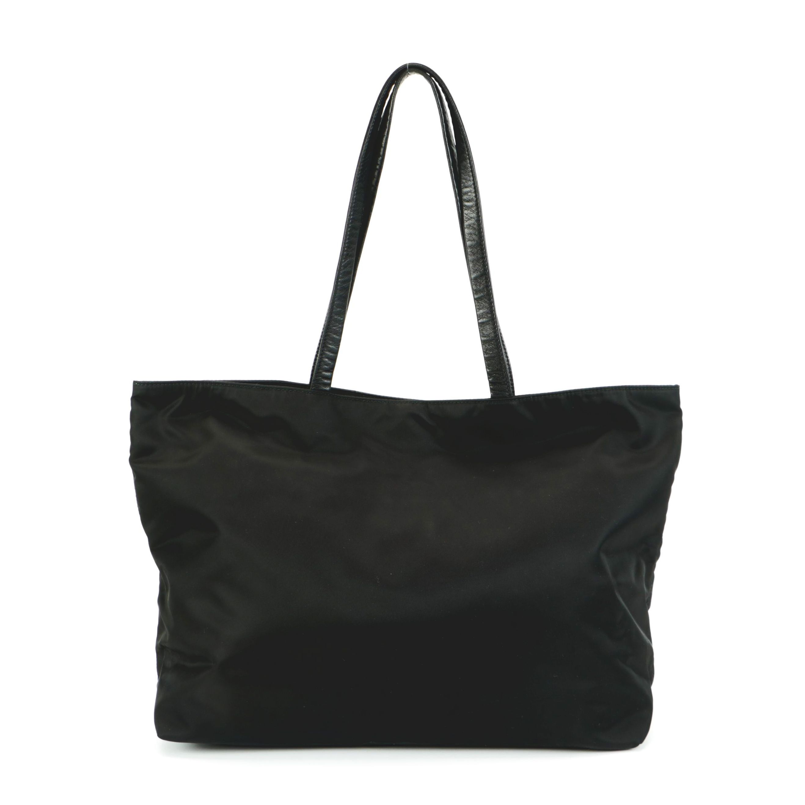 Prada Black Tessuto Nylon Tote with Leather Rose and Leaf Appliqués