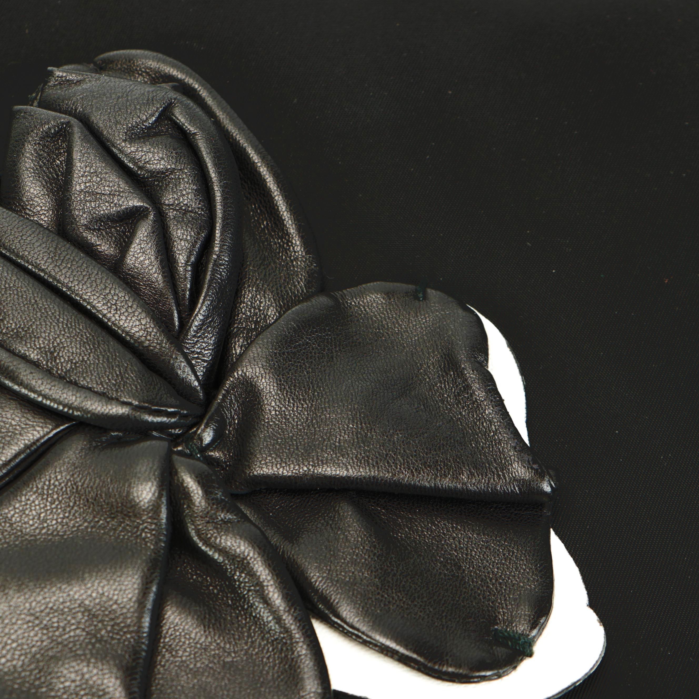 Prada Black Tessuto Nylon Tote with Leather Rose and Leaf Appliqués