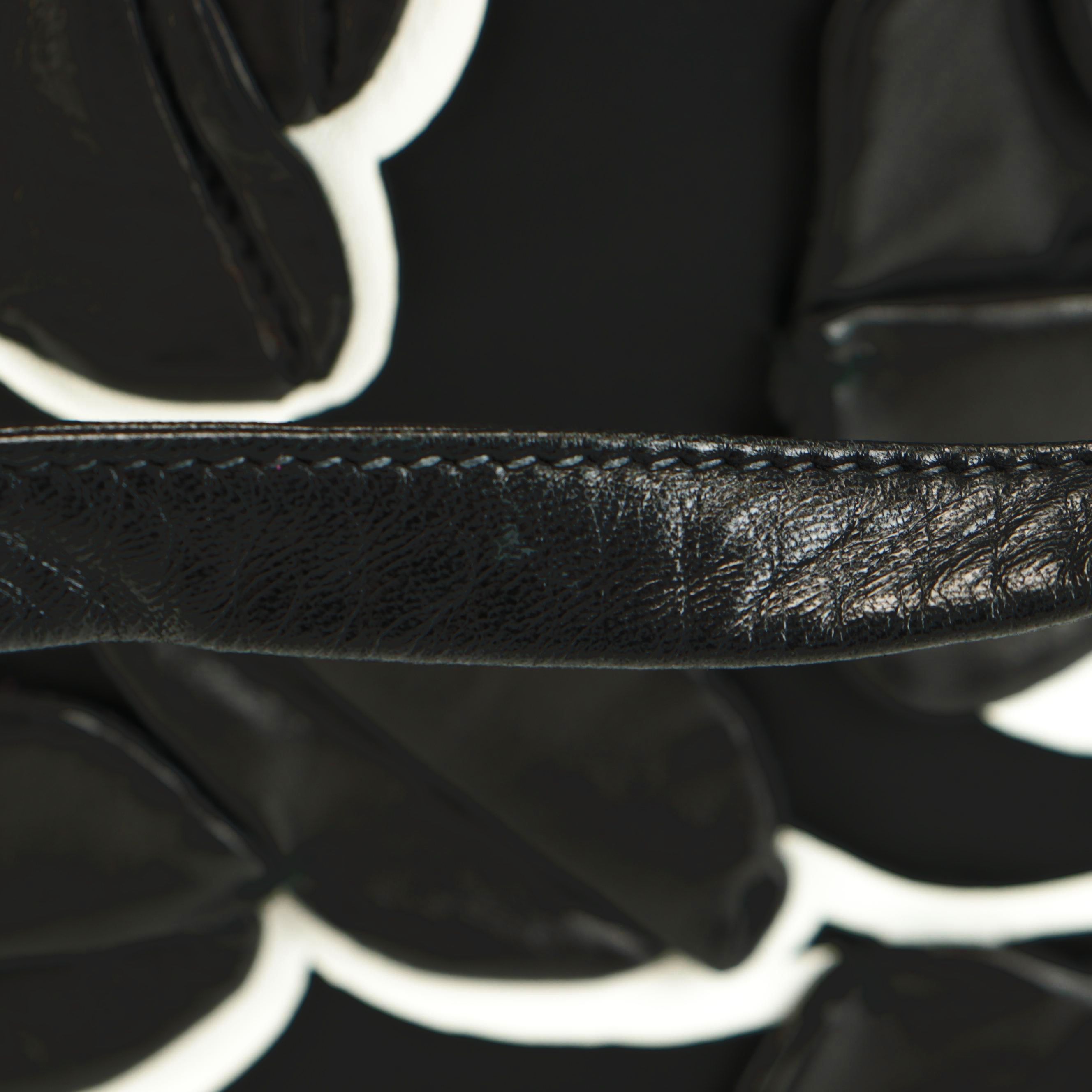 Prada Black Tessuto Nylon Tote with Leather Rose and Leaf Appliqués