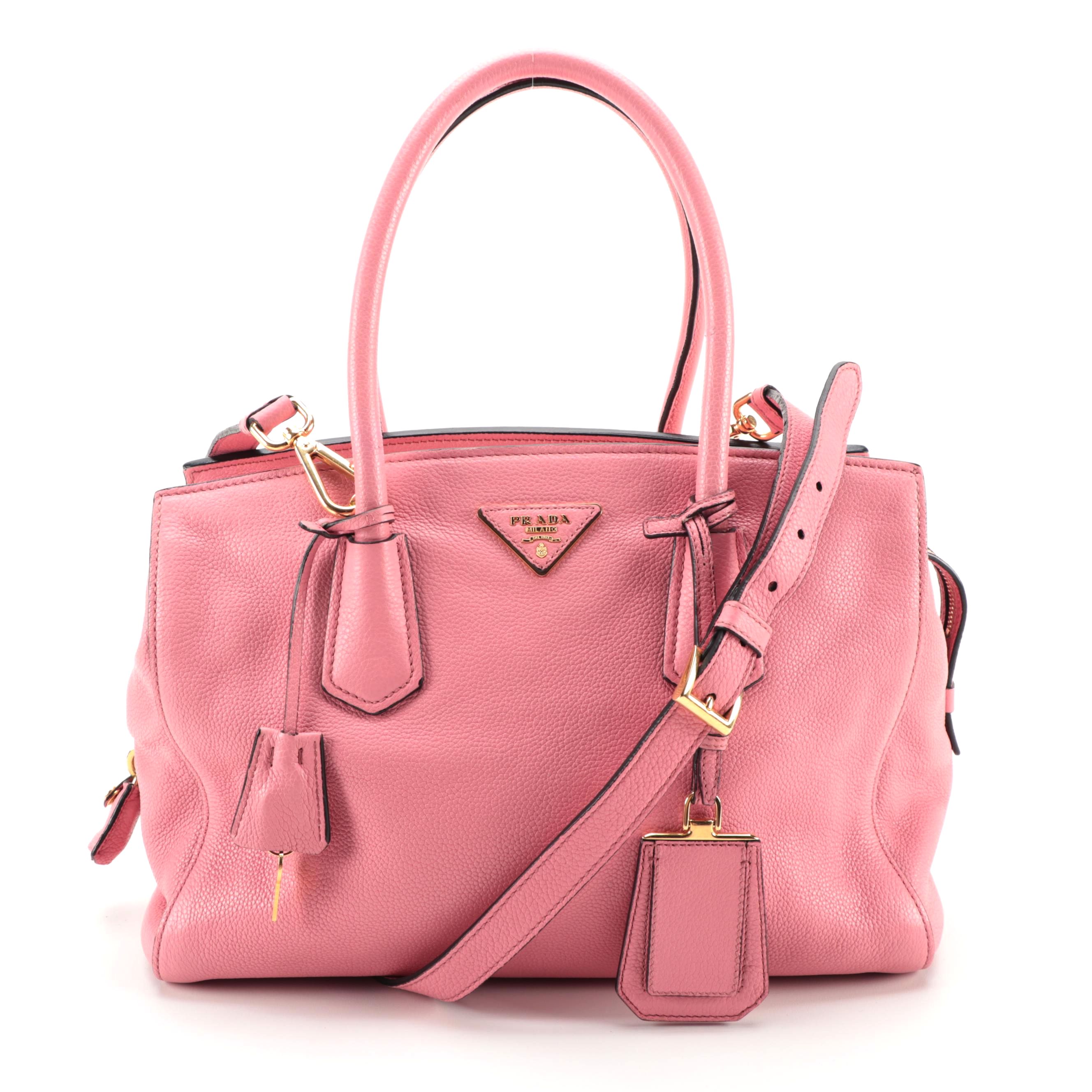 Prada Pink Vitello Daino Leather Two-Way Shoulder Bag