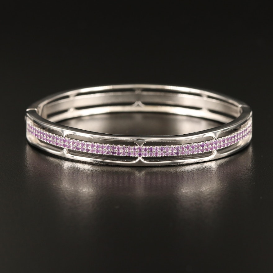 Sterling Amethyst Hinged Bracelet