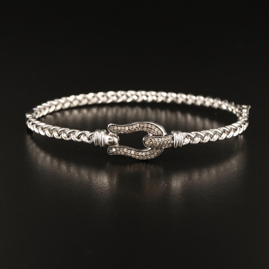 Sterling Diamond Buckle Bracelet