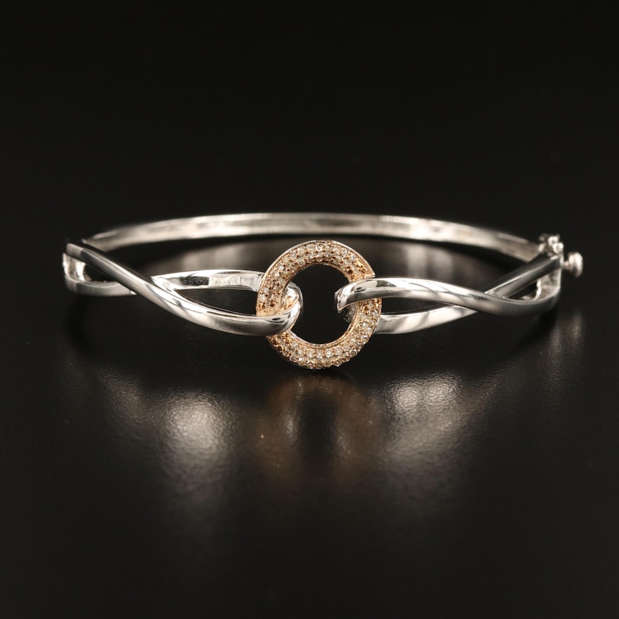 Sterling Diamond Hinged Bracelet