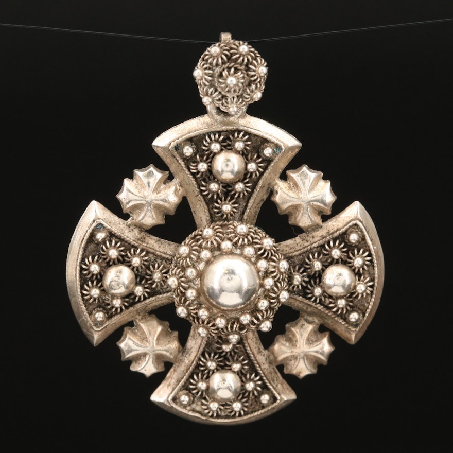 Sterling Jerusalem Cross Pendant