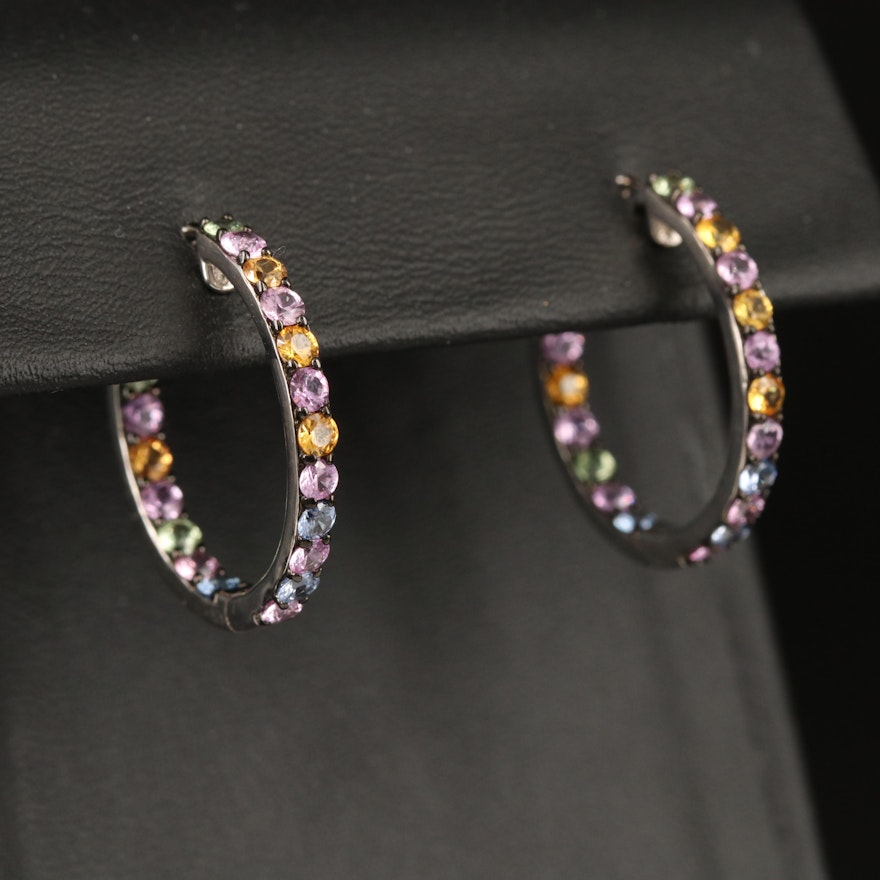 Sterling Sapphire Inside-Out Hoop Earrings