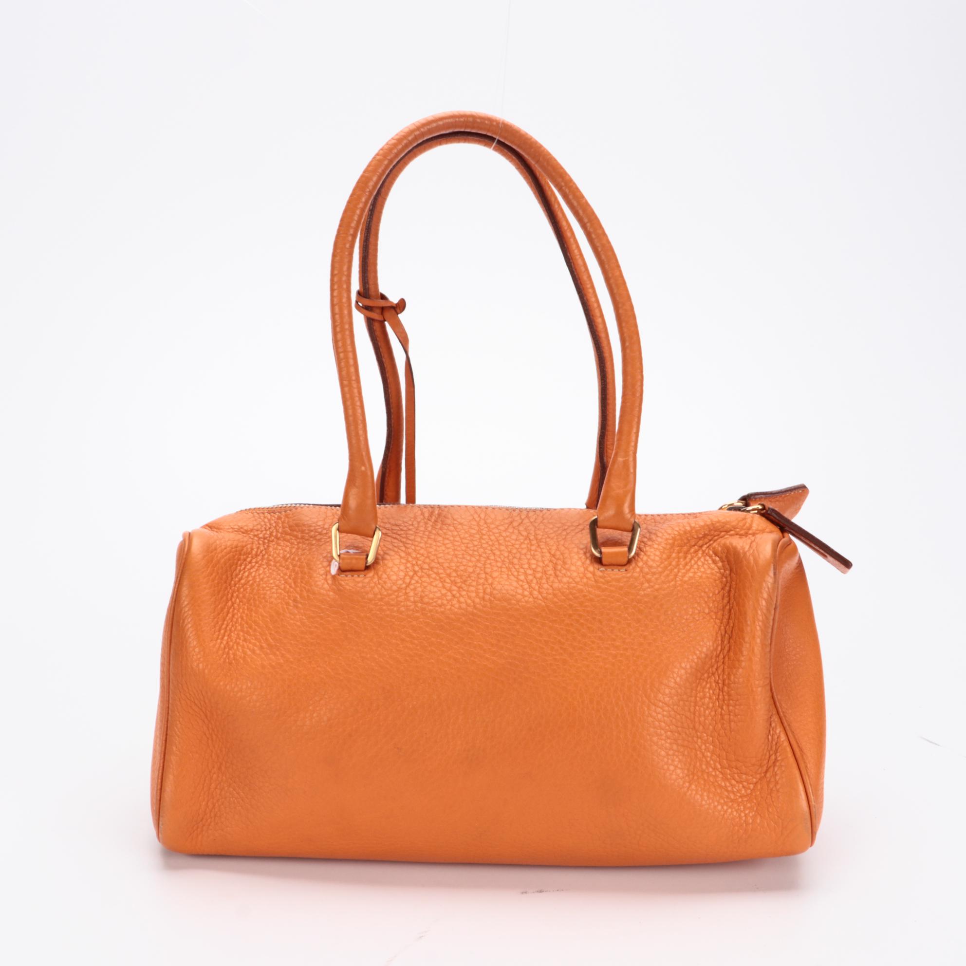 Prada Orange Vitello Daino Leather Shoulder Bag